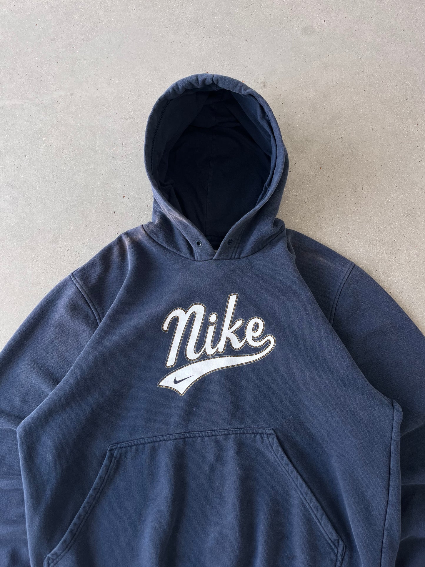 Vintage 2000s Nike Spell-out Navy Hoodie - L