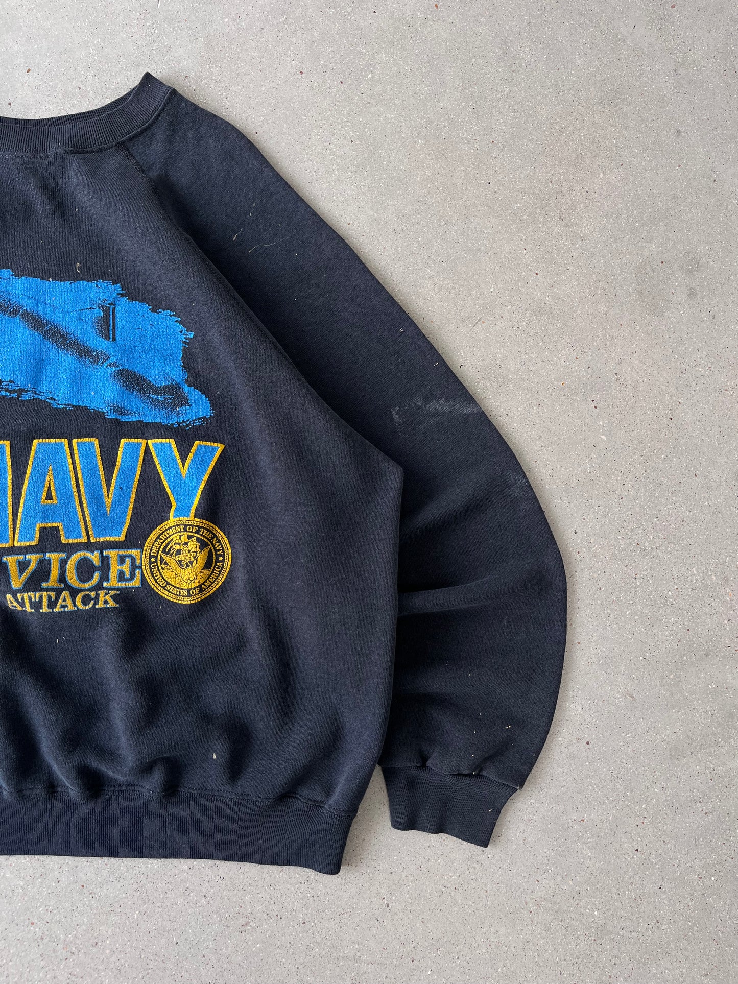 Vintage 80s 'Silent Service' Navy Sweatshirt - XL