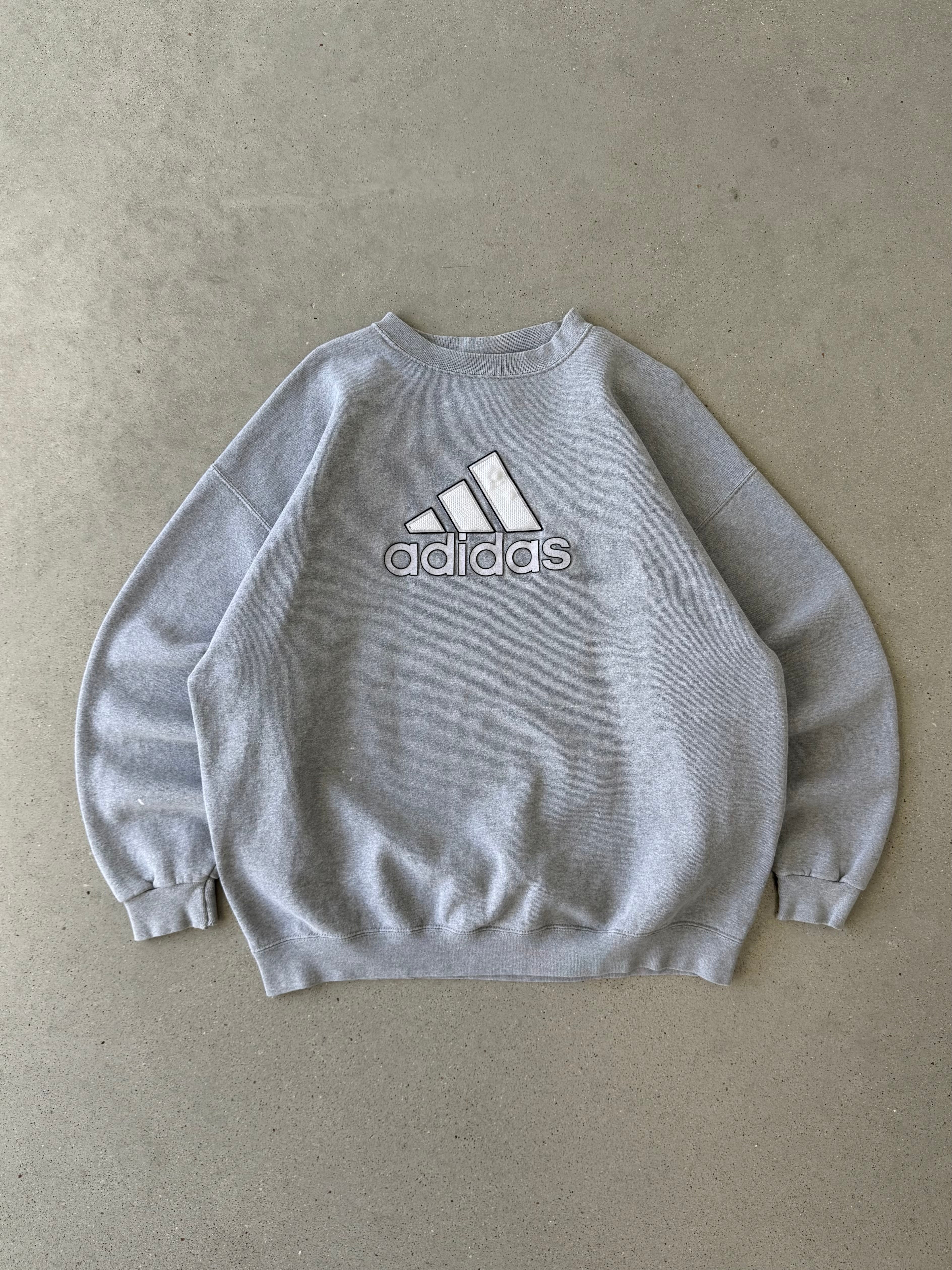 Vintage Adidas Gray Spellout Sweatshirt - XL
