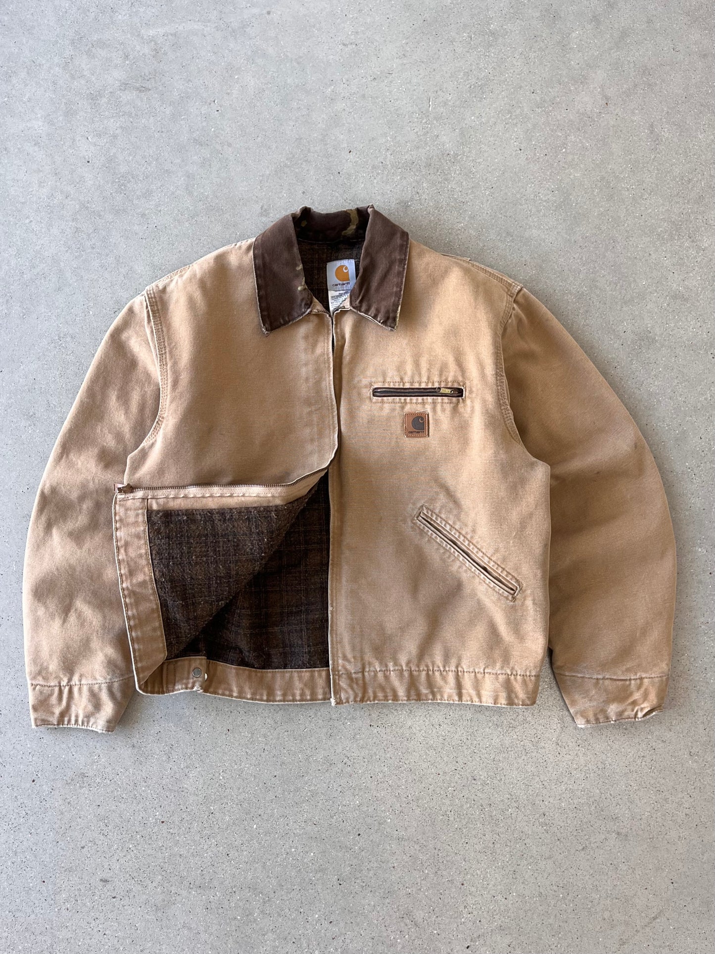 Vintage Carhartt Tan/Brown Blanket-lined Detroit Jacket - L