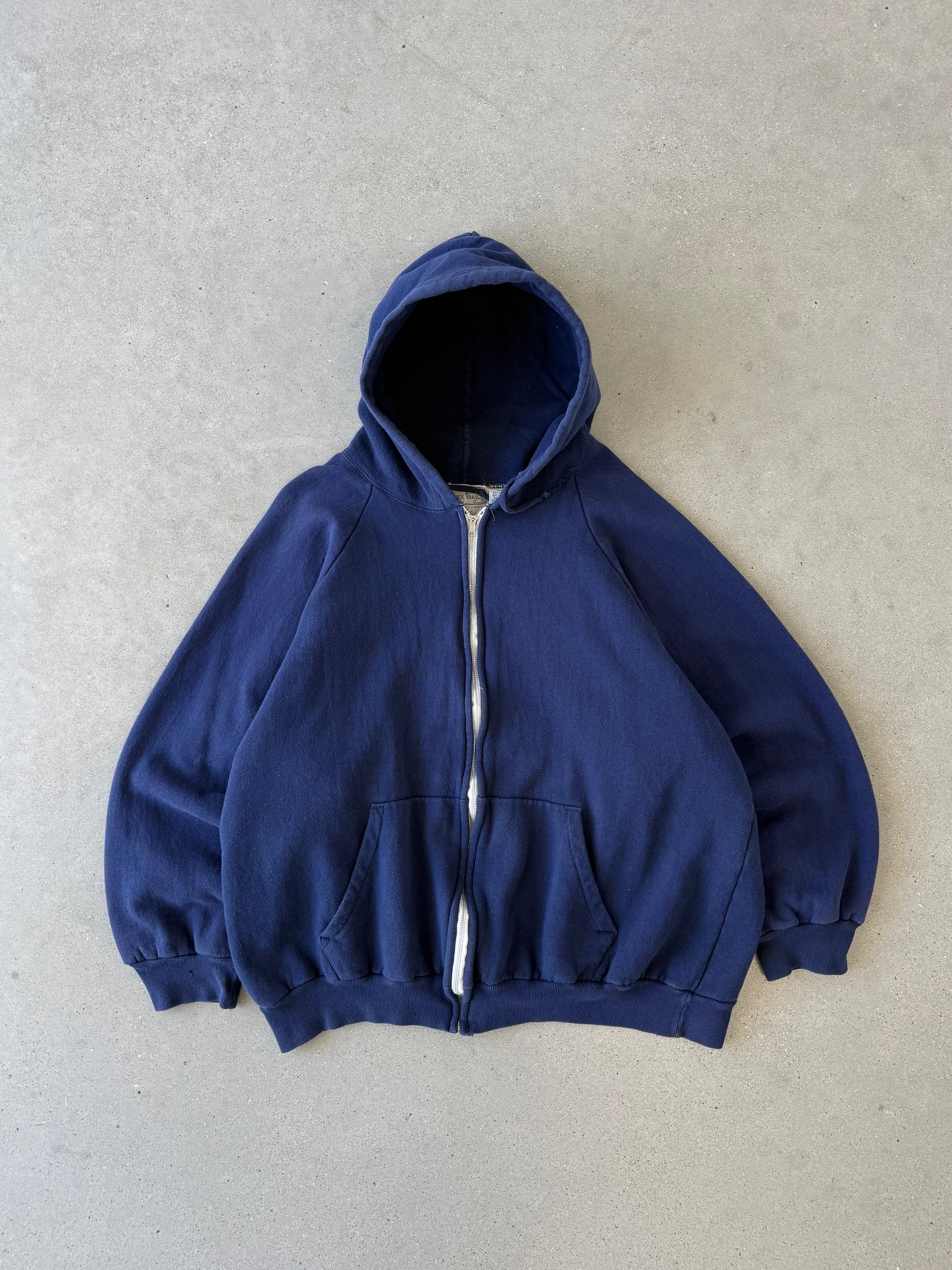 Vintage 1980s Navy Thermal-lined Hoodie - XL