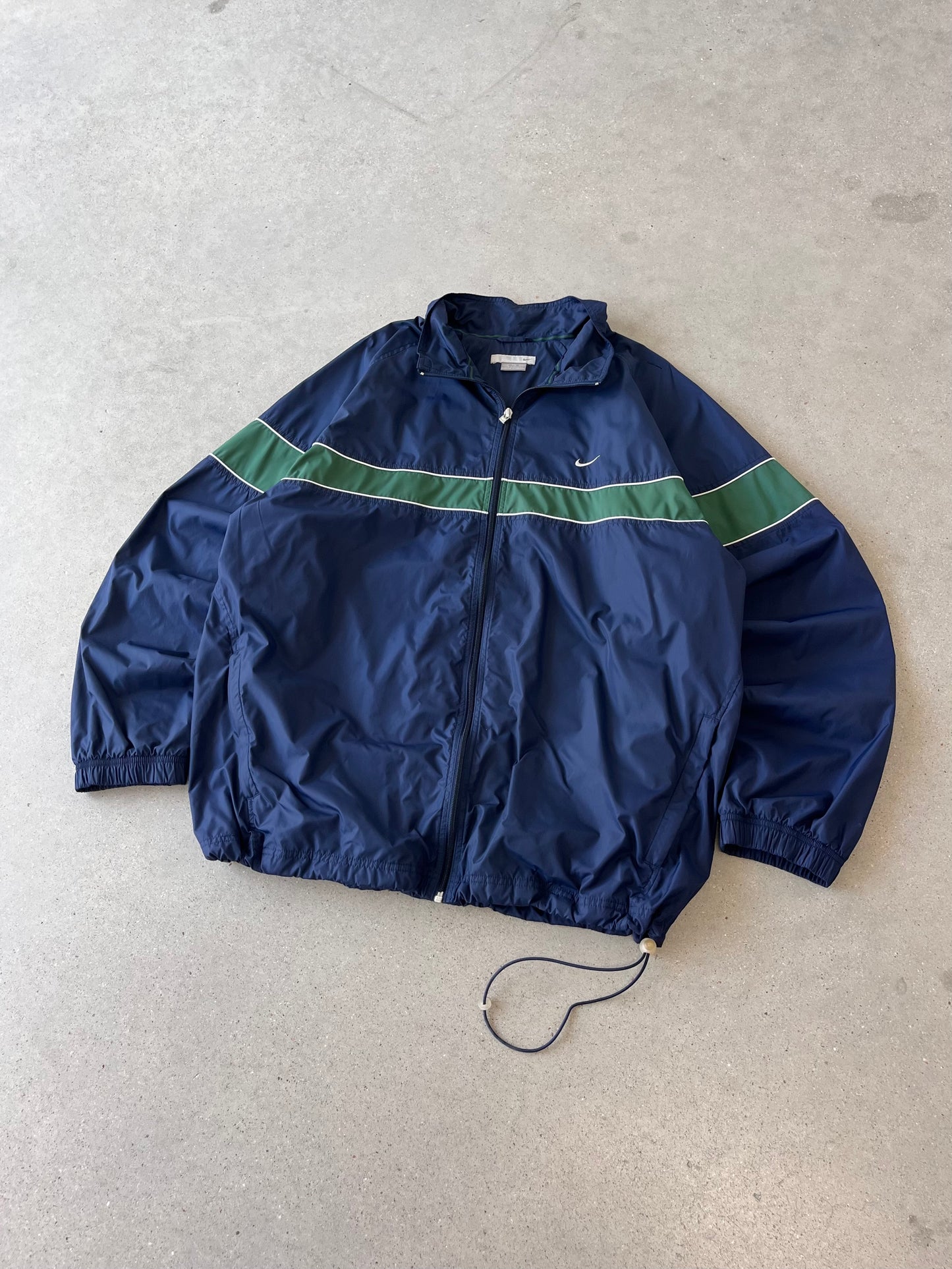 Vintage Nike Mini Swoosh Navy/Green Track Jacket - XXL