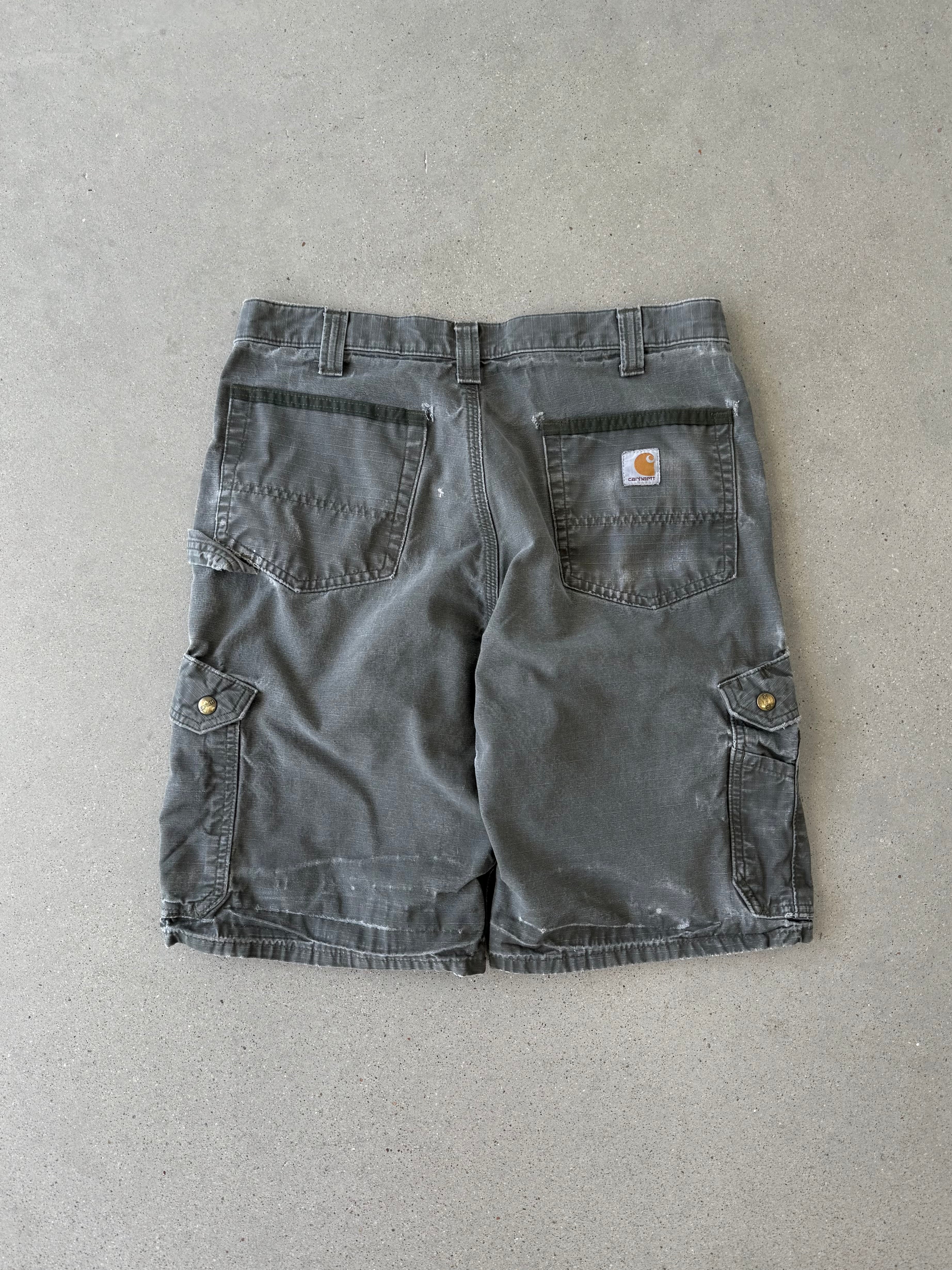 Vintage Carhartt Olive Distressed Cargo Shorts - 33W