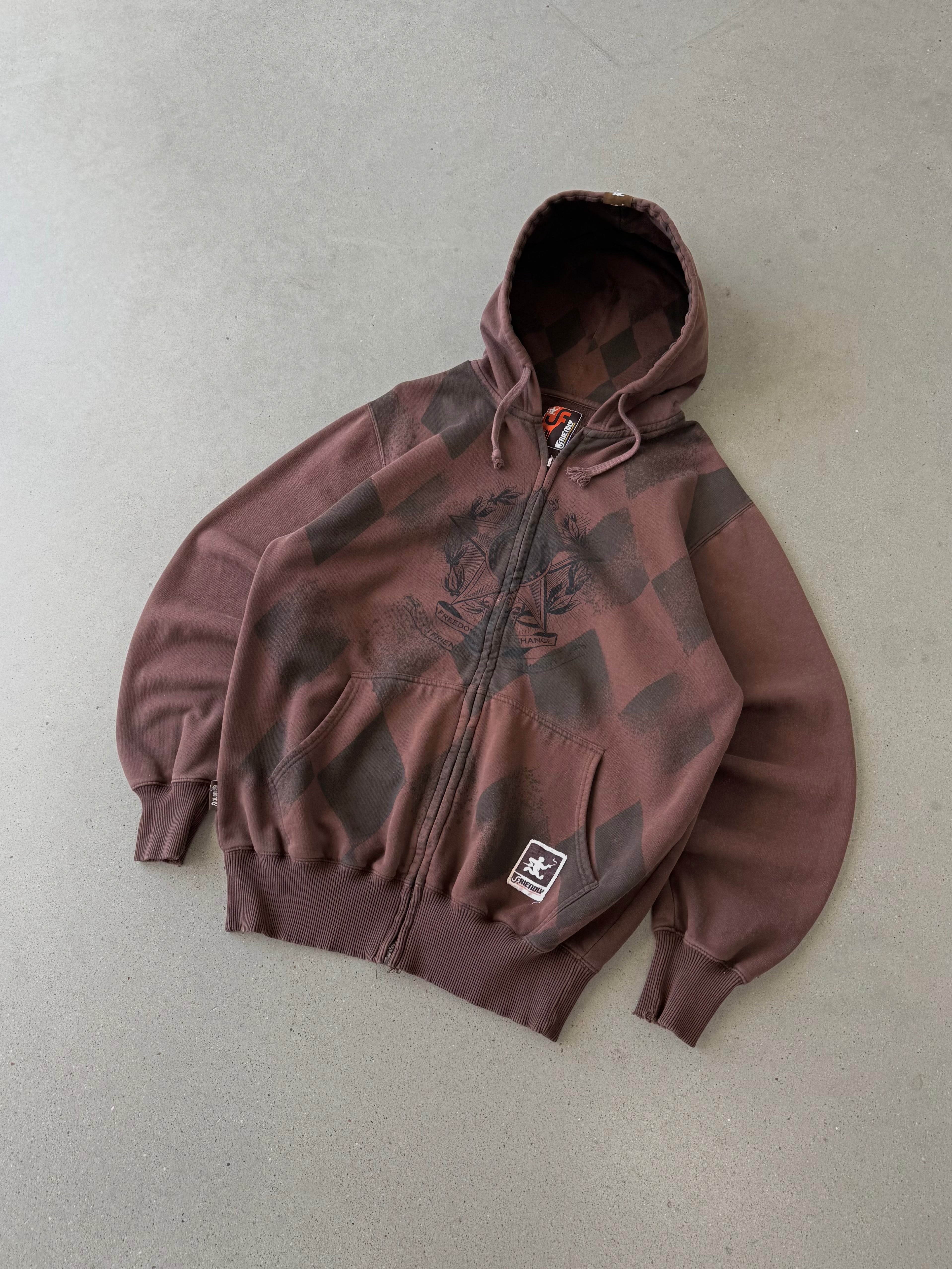 Vintage Y2K J Friendly Zip-up Hoodie - XXL