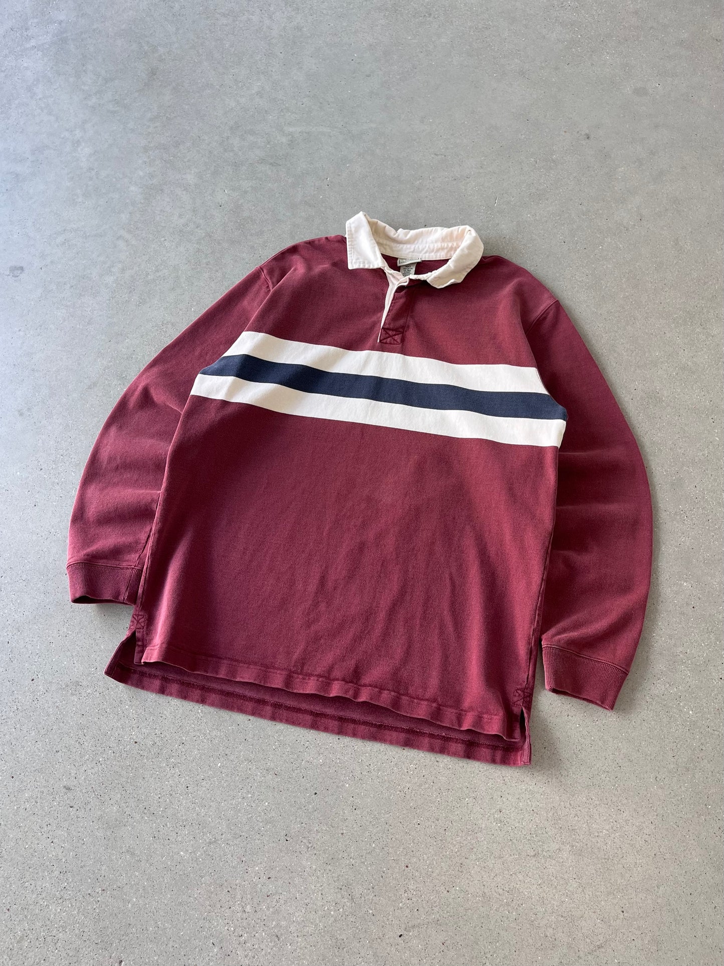 Vintage L.L Bean Red Wine Polo Long Sleeve - L