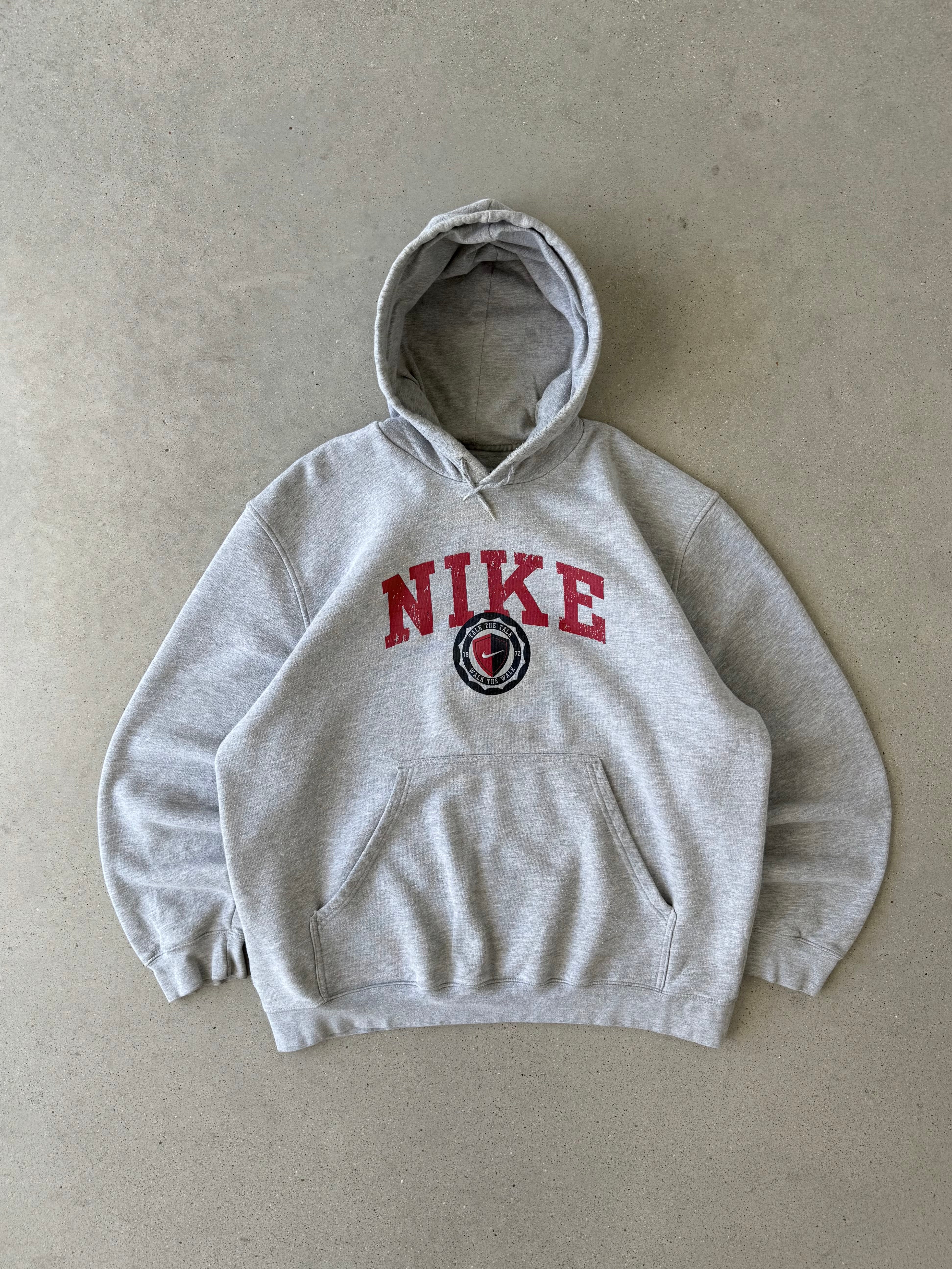 Vintage Nike Spell-out Gray Hoodie - XXL