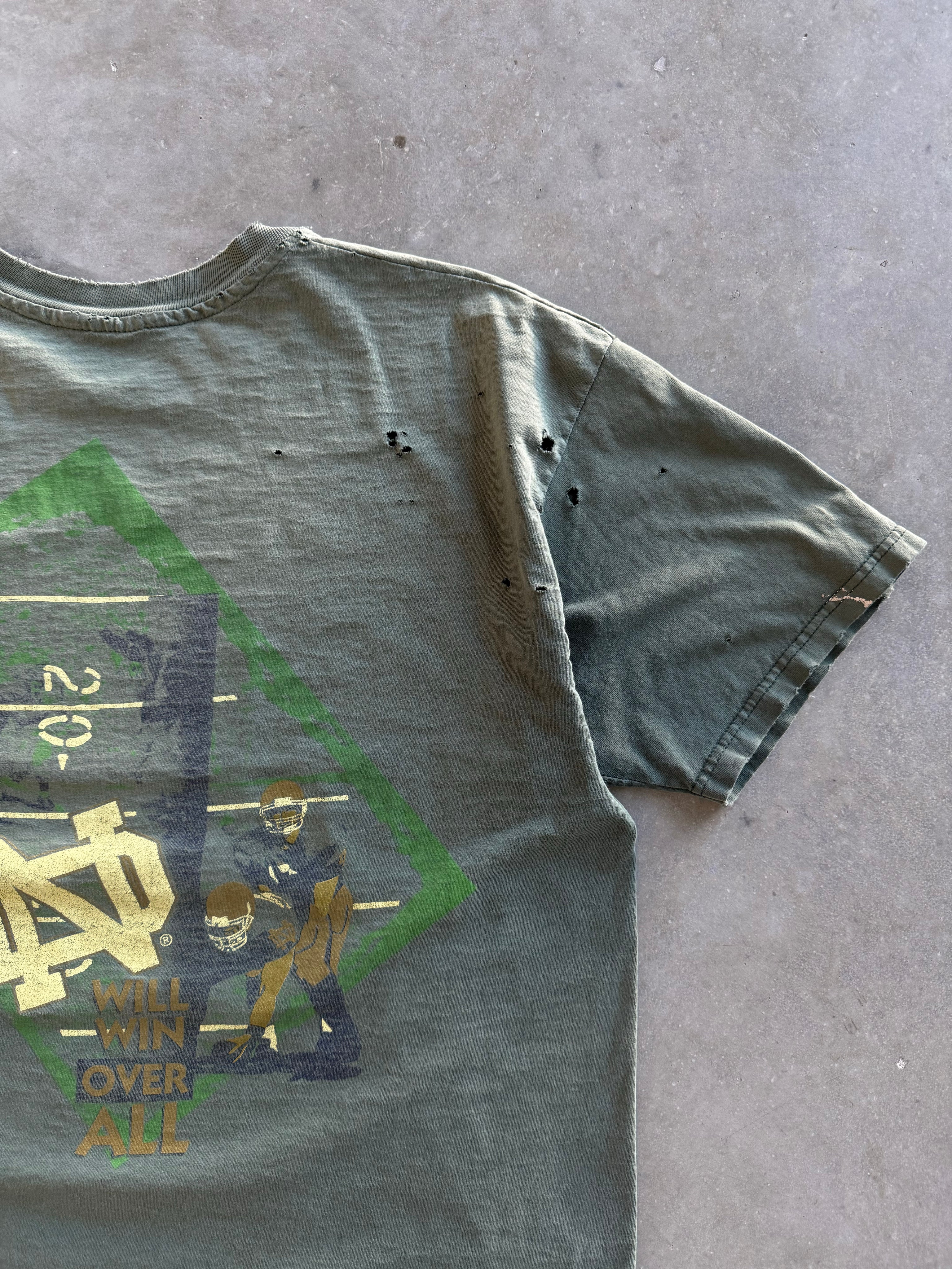 Vintage 1990s Notre Dame Distressed T-shirt (XL)