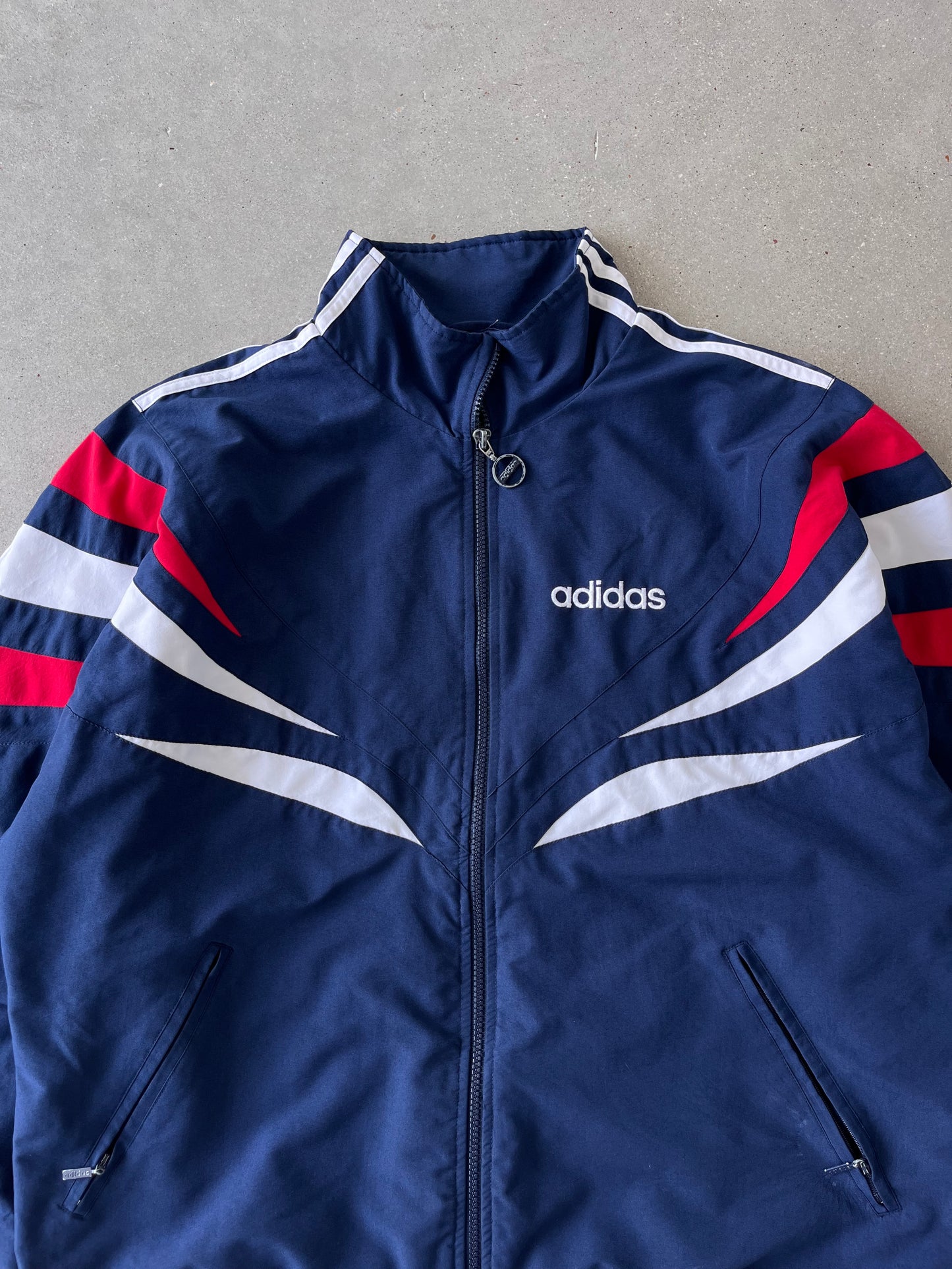 Vintage Adidas Navy/Red Track Jacket - L