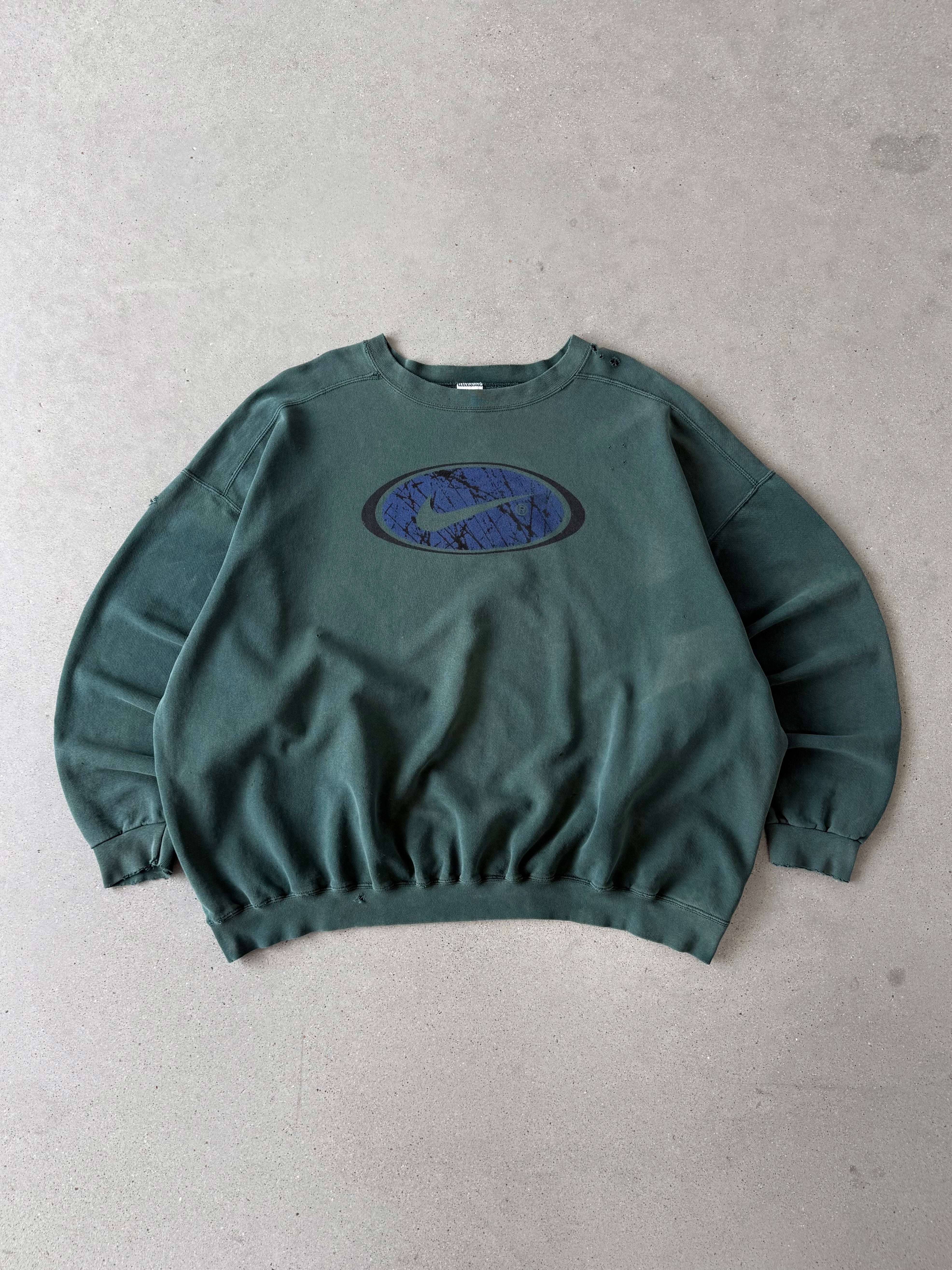 Vintage 1990s Nike Distressed Big Swoosh Sweatshirt - XXL