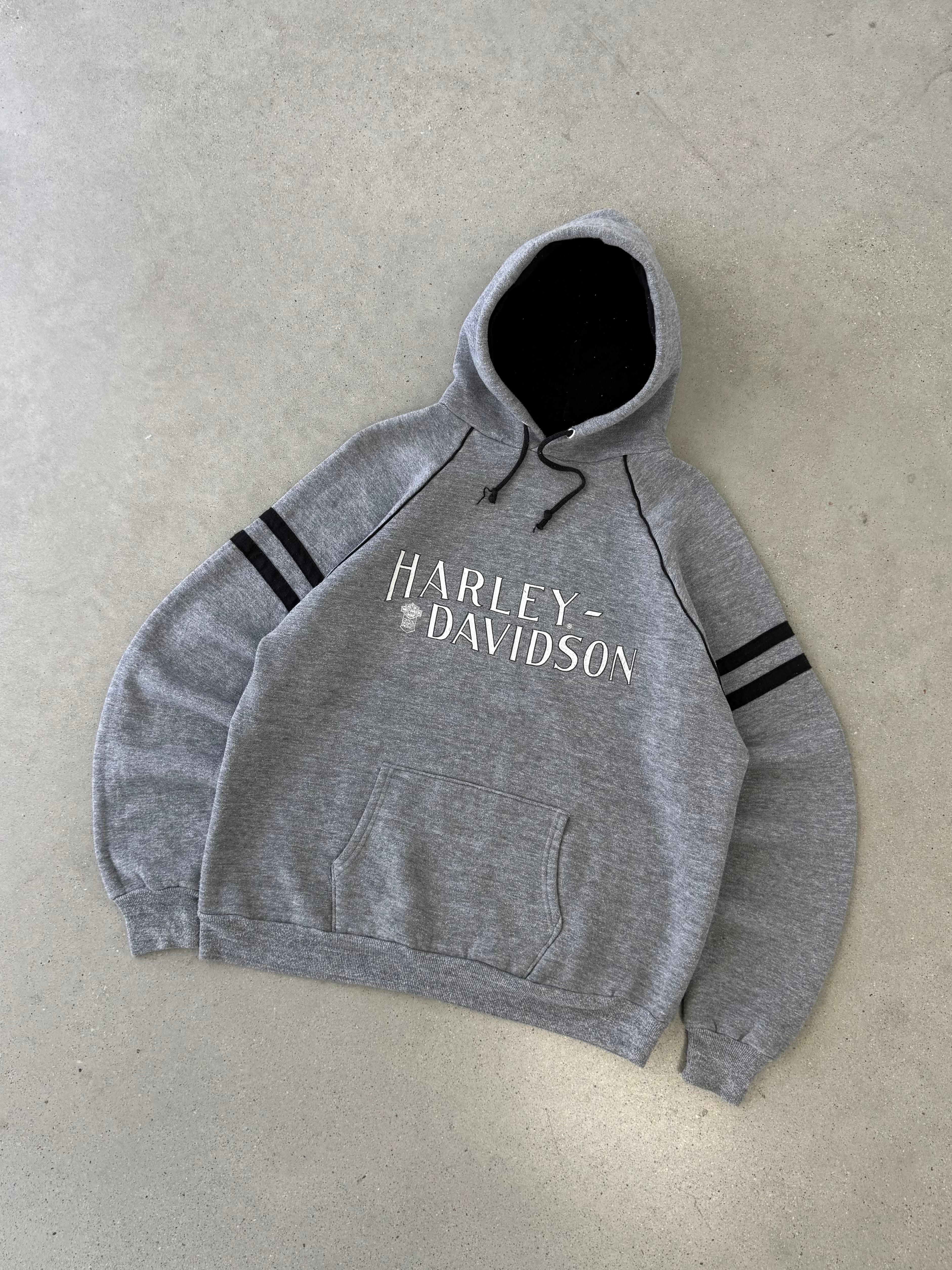 Vintage 1980s Harley Davidson Gray Hoodie - L