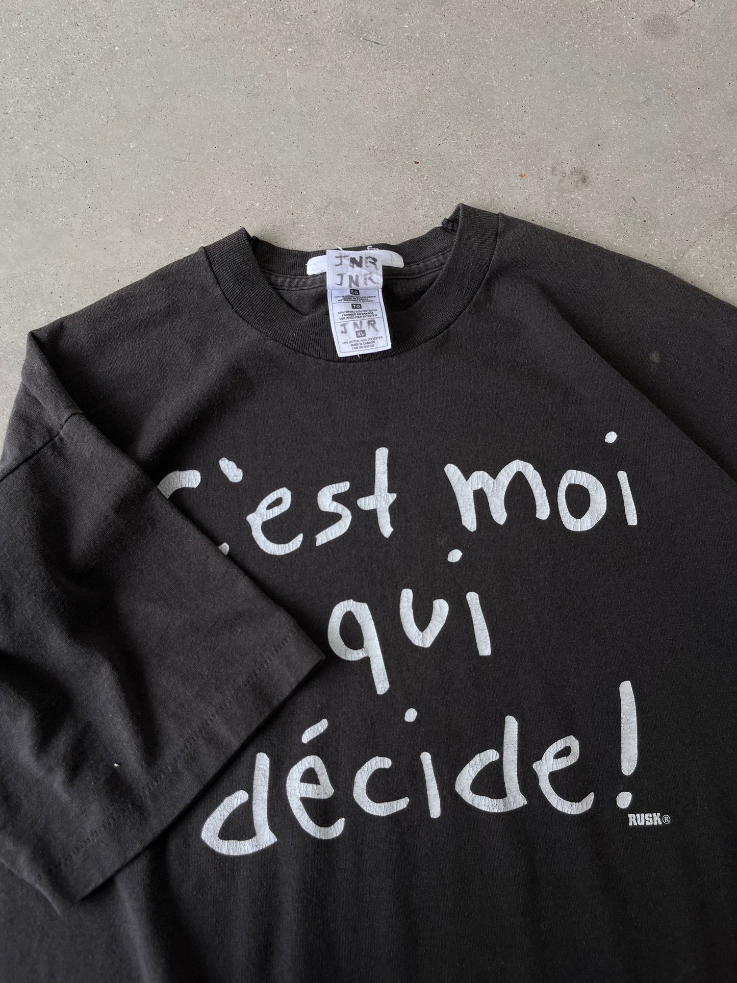 Vintage 90s "C'est Moi Qui Decide!" French Tee - XL