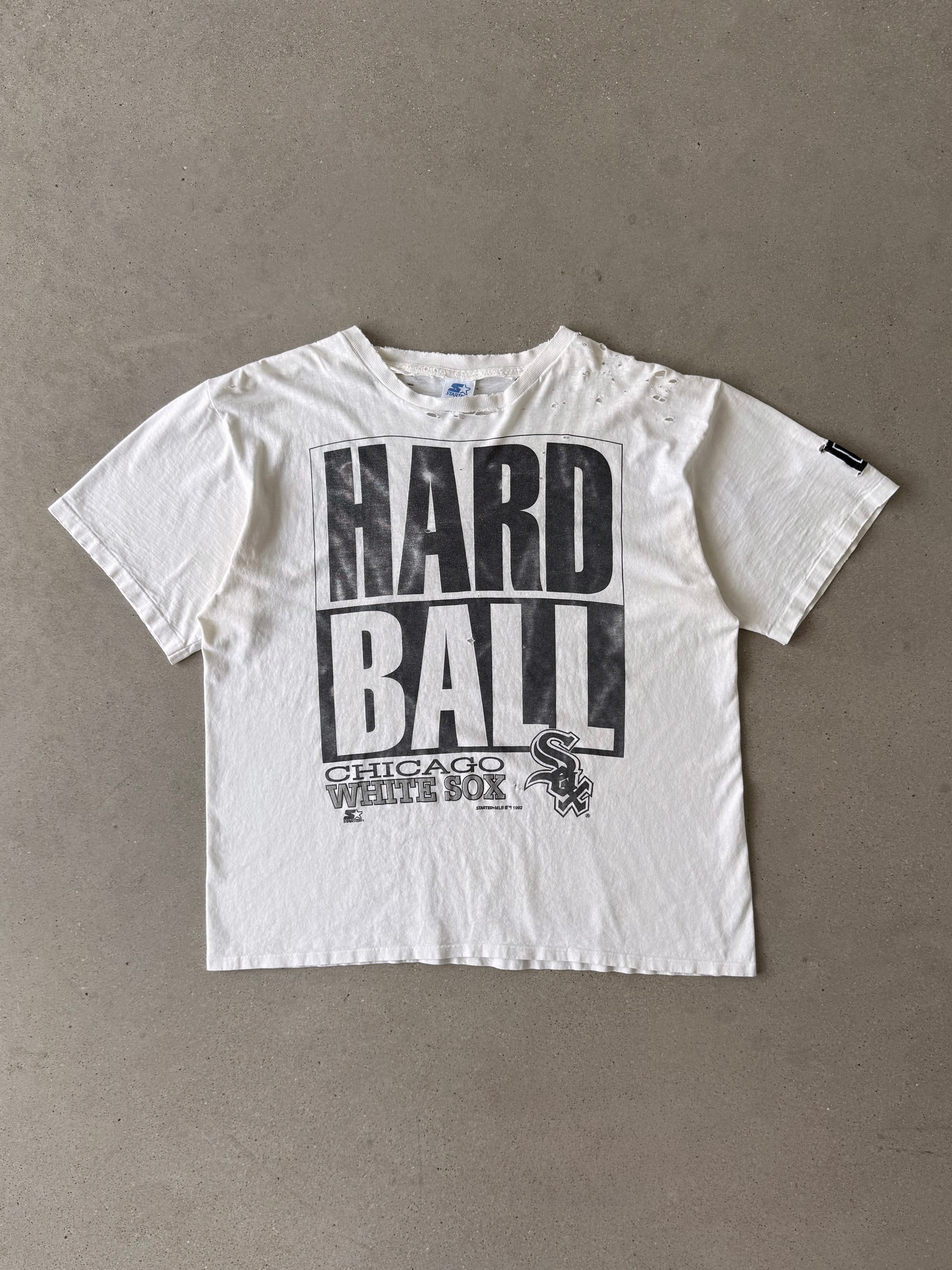 Vintage 1992 "Hard Ball" Distressed White Sox Tee - XL