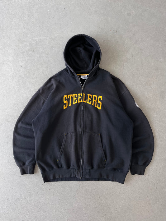 Vintage Steelers Zip-Up NFL Hoodie - XL