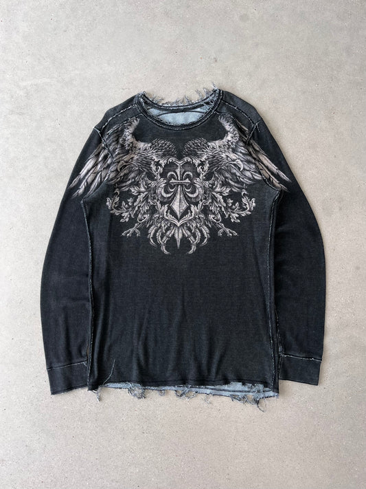 Vintage Y2K Affliction Blue/Black Reversible Thermal - XL