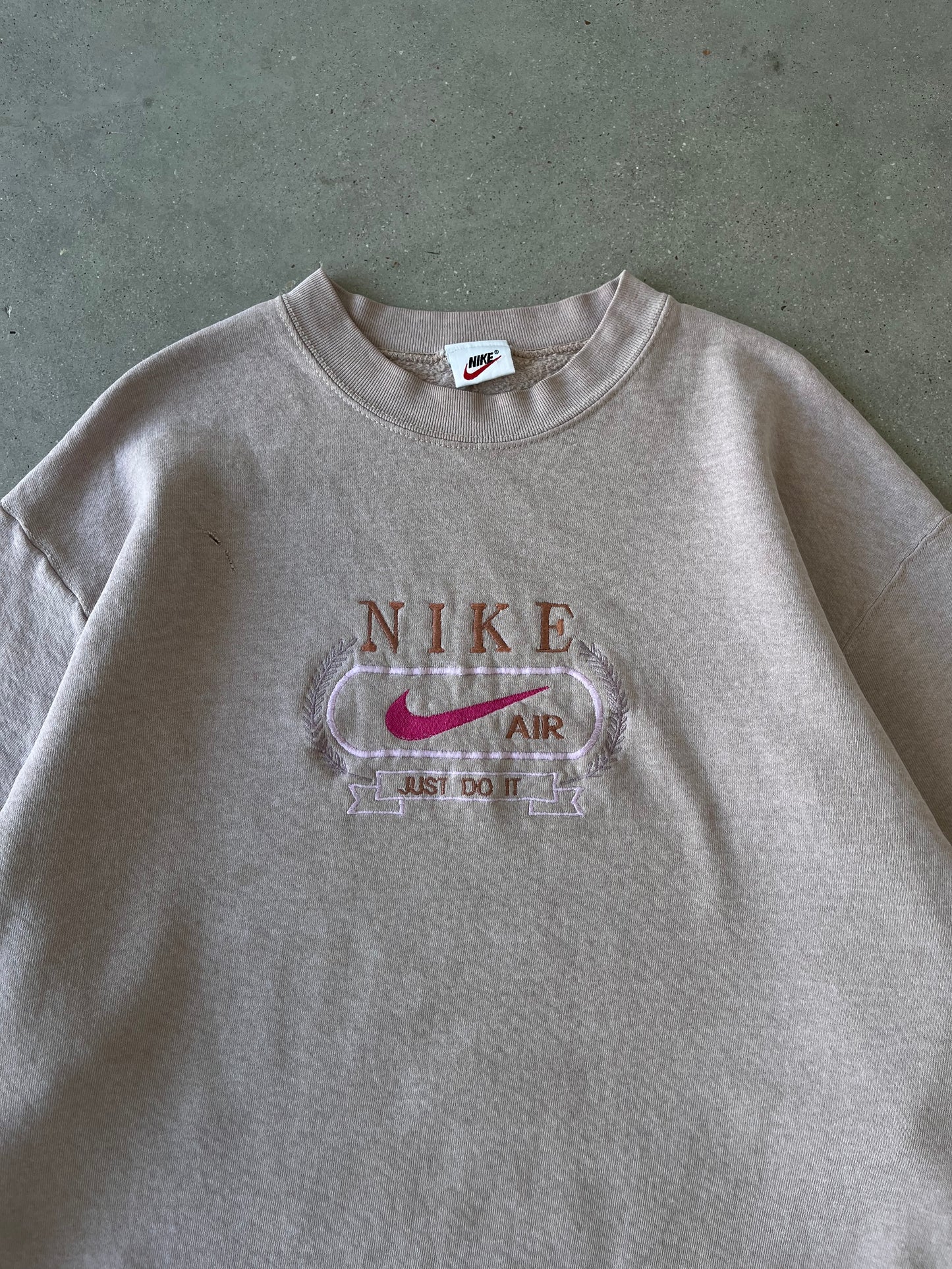 Vintage Nike Air Embroidered Faded Pink Crewneck - XL