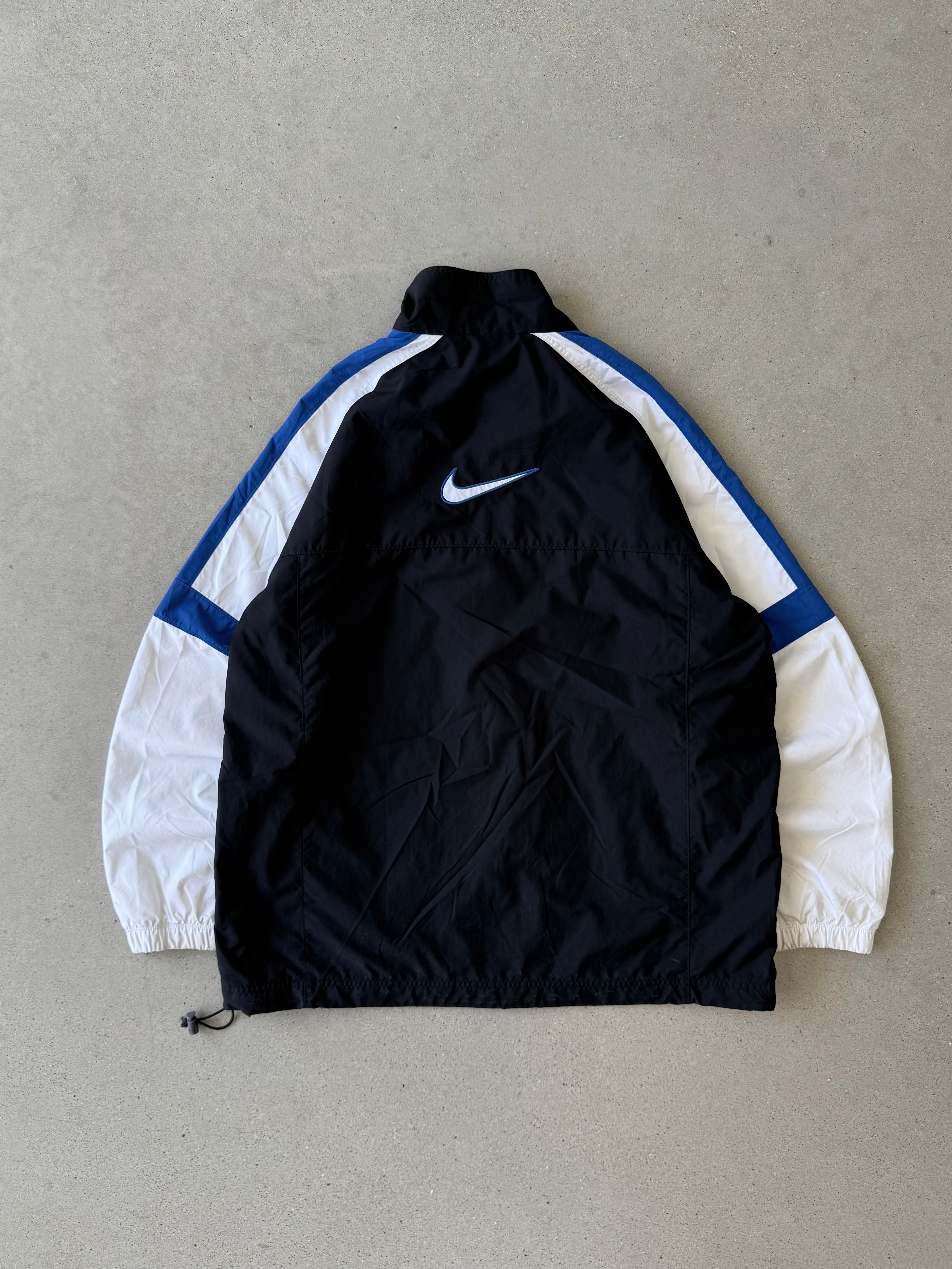 Vintage Nike Swoosh Black/White/Blue Track Jacket - XL