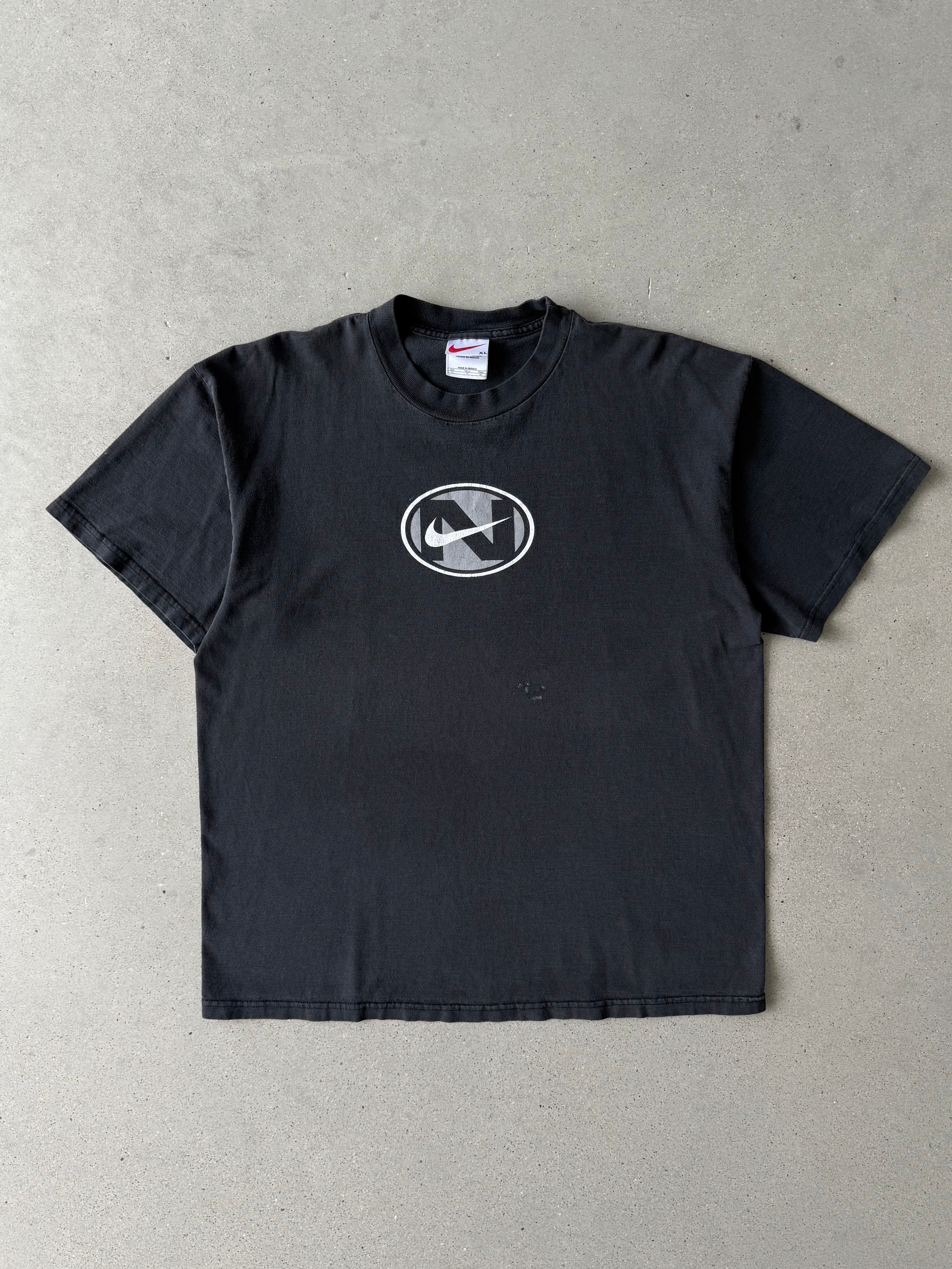Vintage 1990s Nike Circle N Black Tee - XL