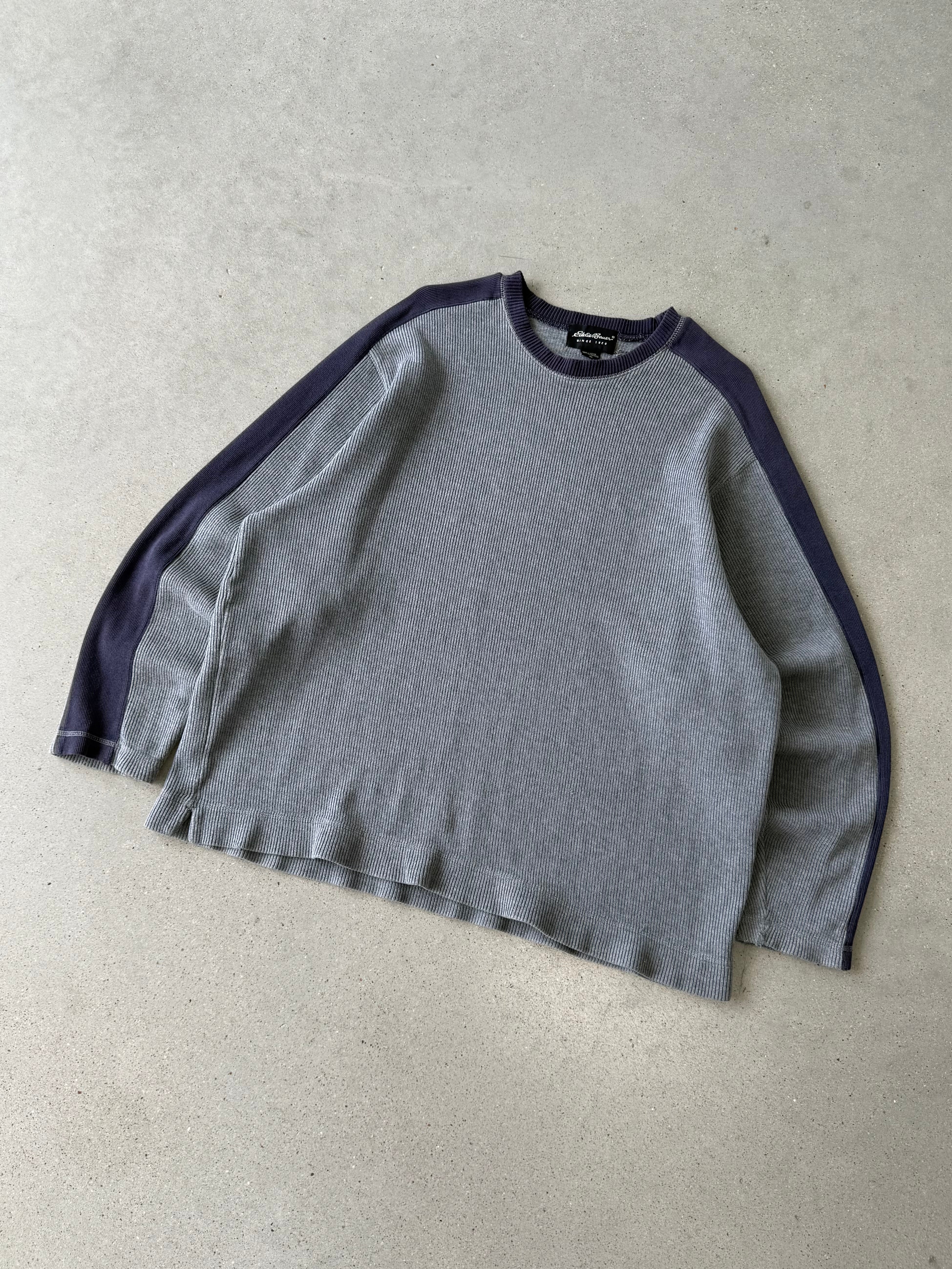 Vintage Eddie Bauer Striped Gray Sweater - XL