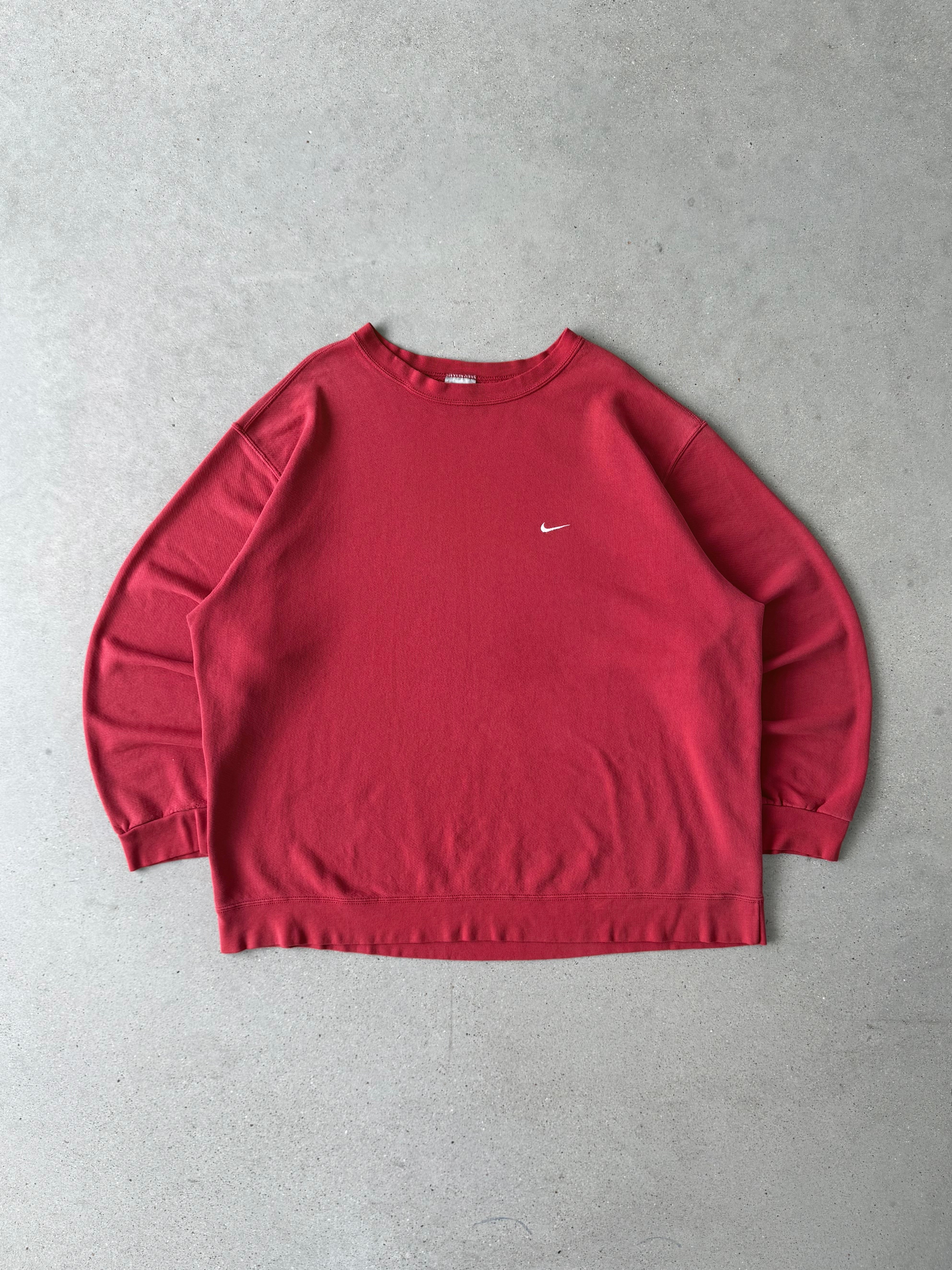 Vintage 2000s Nike Mini Swoosh Red Sweatshirt - XXL