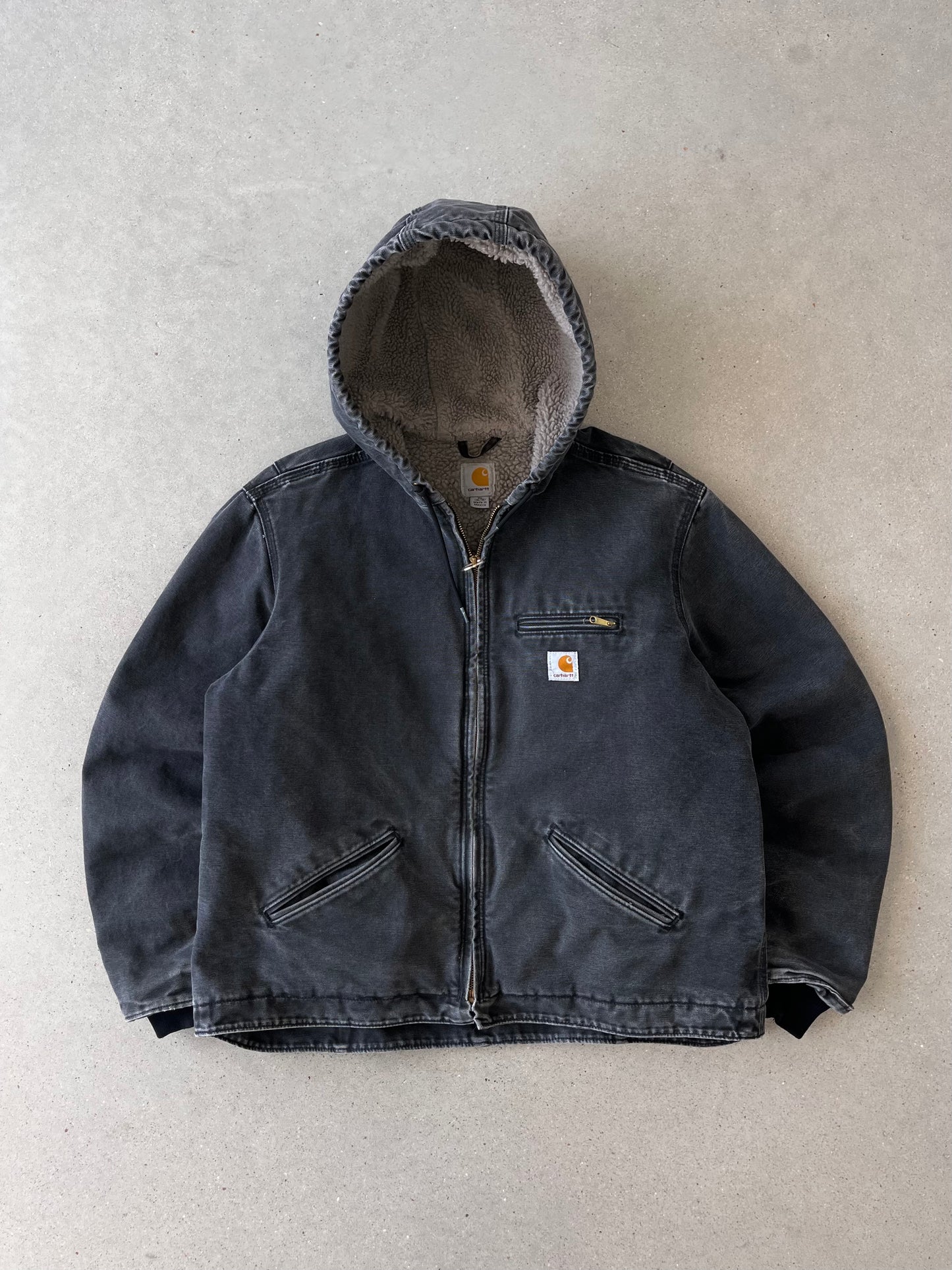 Vintage Carhartt Faded Black Sherpa-lined Armstrong Jacket - M