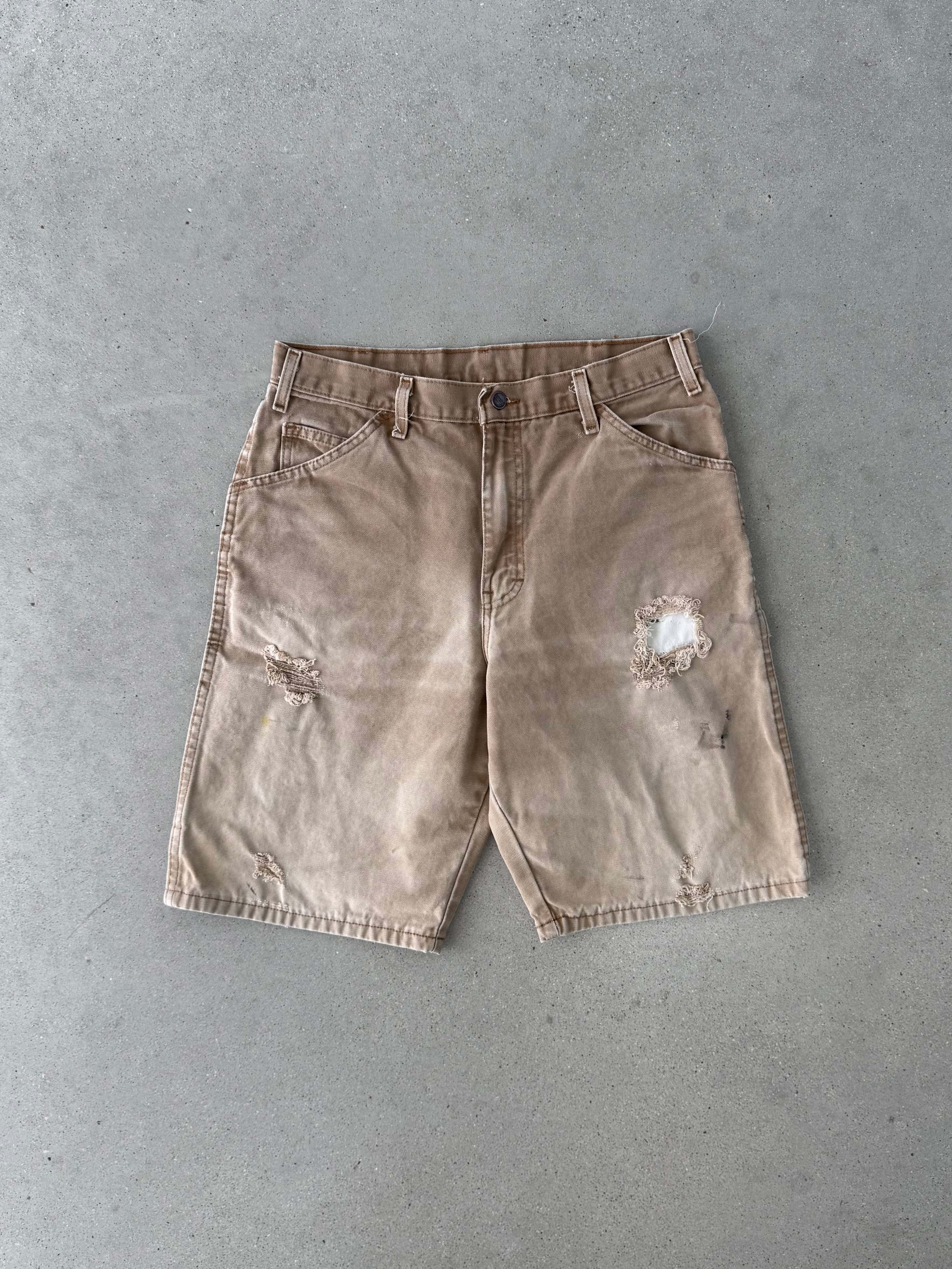 Vintage Dickies Tan Distressed Carpenter Shorts - 32W