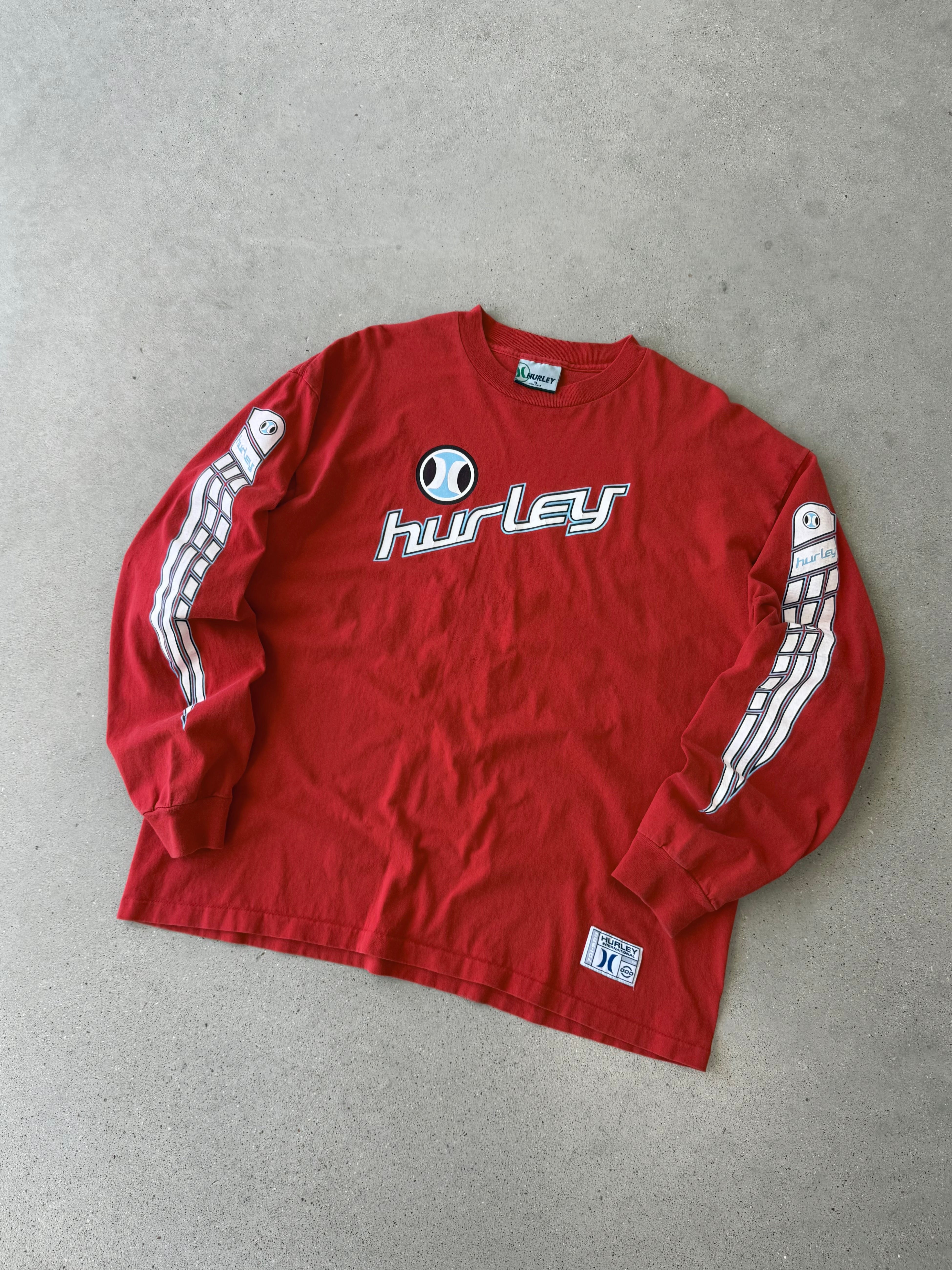 Vintage Hurley Red Spellout Long Sleeve- XL