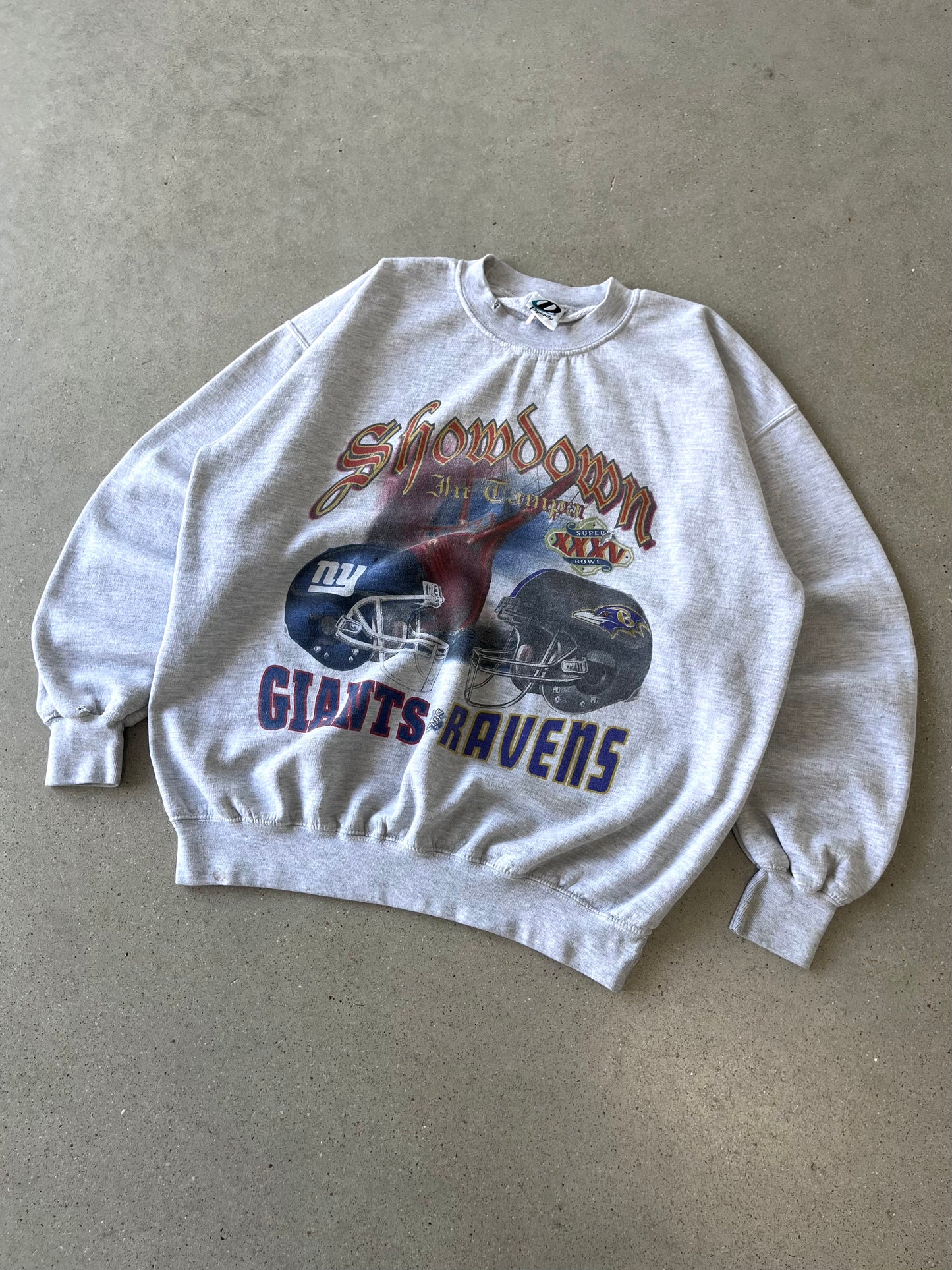 Vintage Giants vs Ravens Showdown Superbowl Crewneck - L