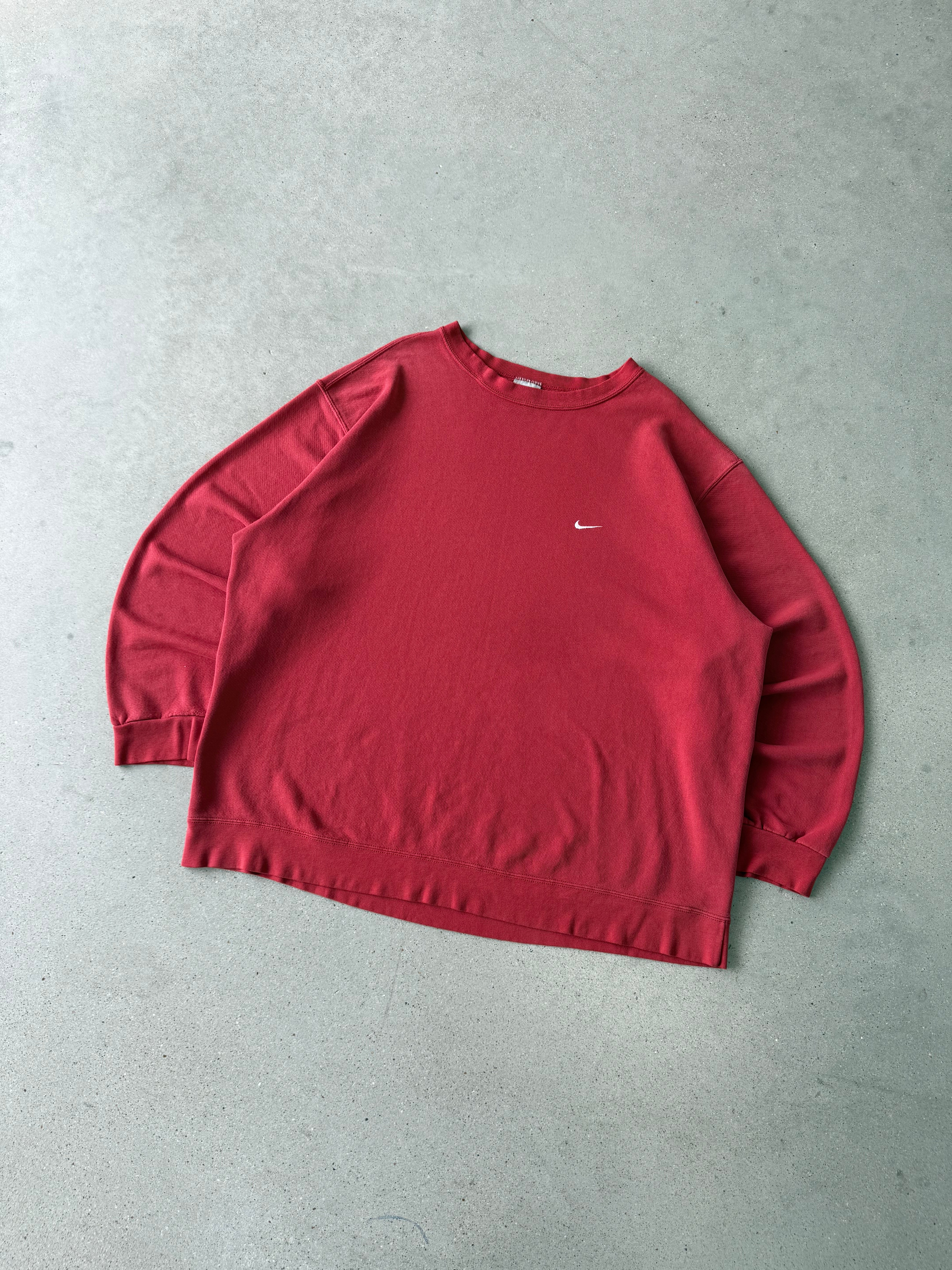 Vintage 2000s Nike Mini Swoosh Red Sweatshirt - XXL