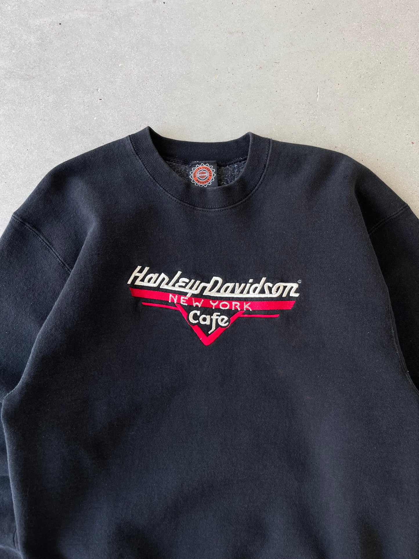 Vintage Harley Davidson NY Cafe Embroidered Crewneck - L