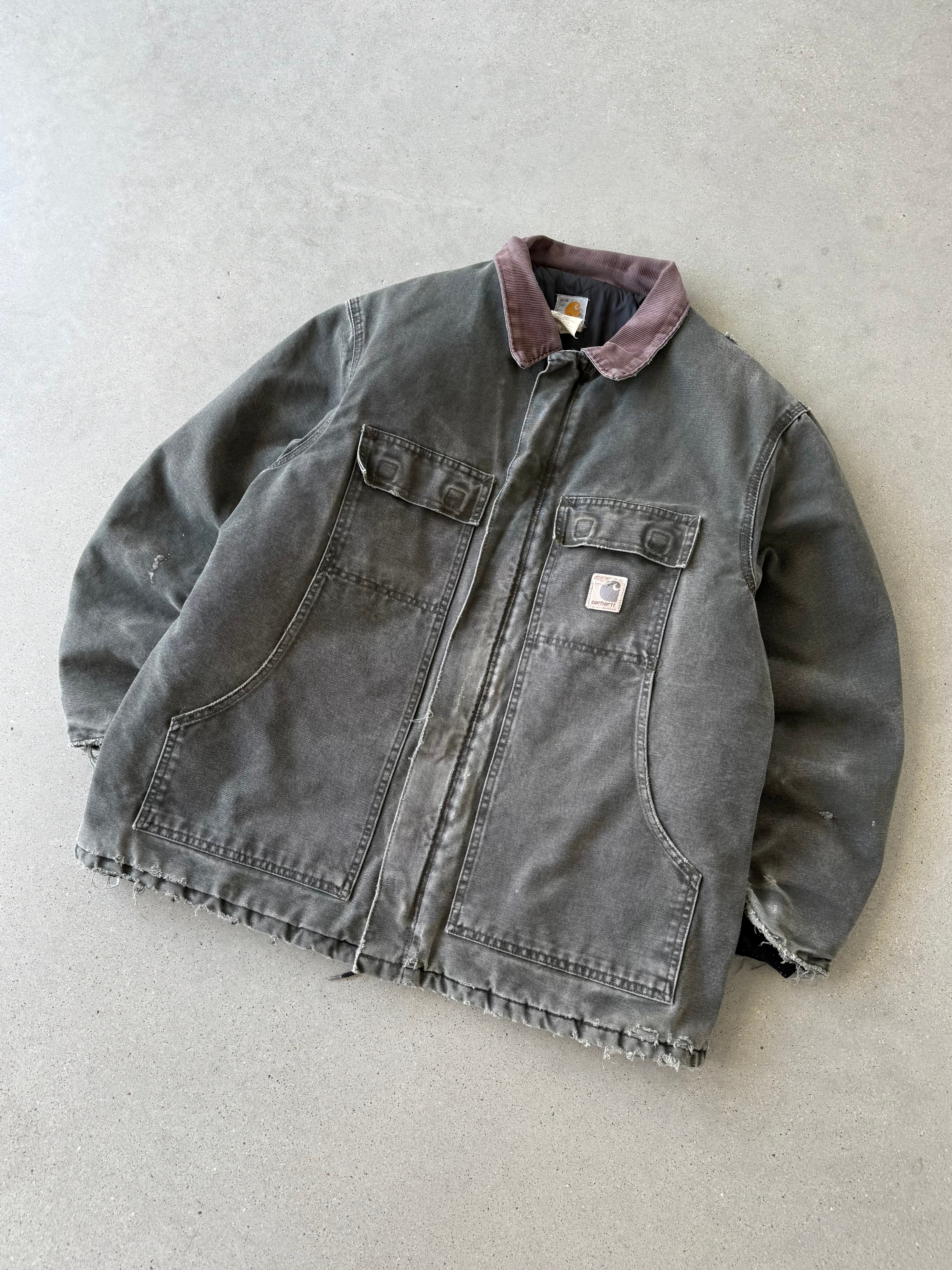 Vintage Carhartt C26 MOS Distressed Forest Green Chore Coat - XL