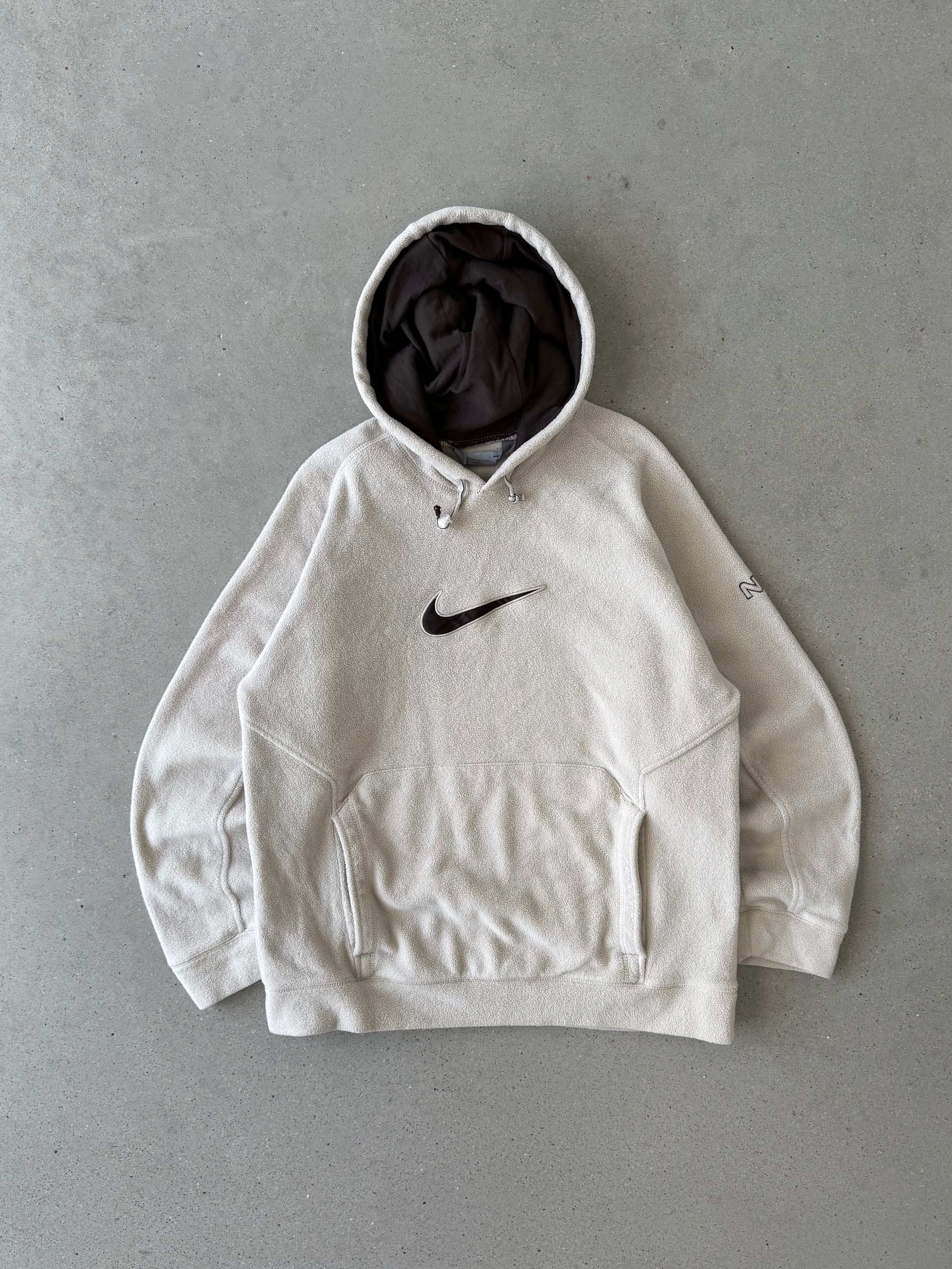 Vintage 2000s Nike Cream Fleece Hoodie - M