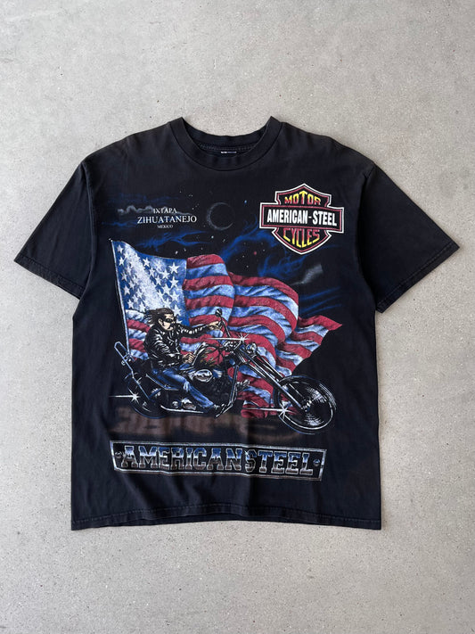 Vintage 90s AMERICAN STEEL Harley Davidson Tee - XL