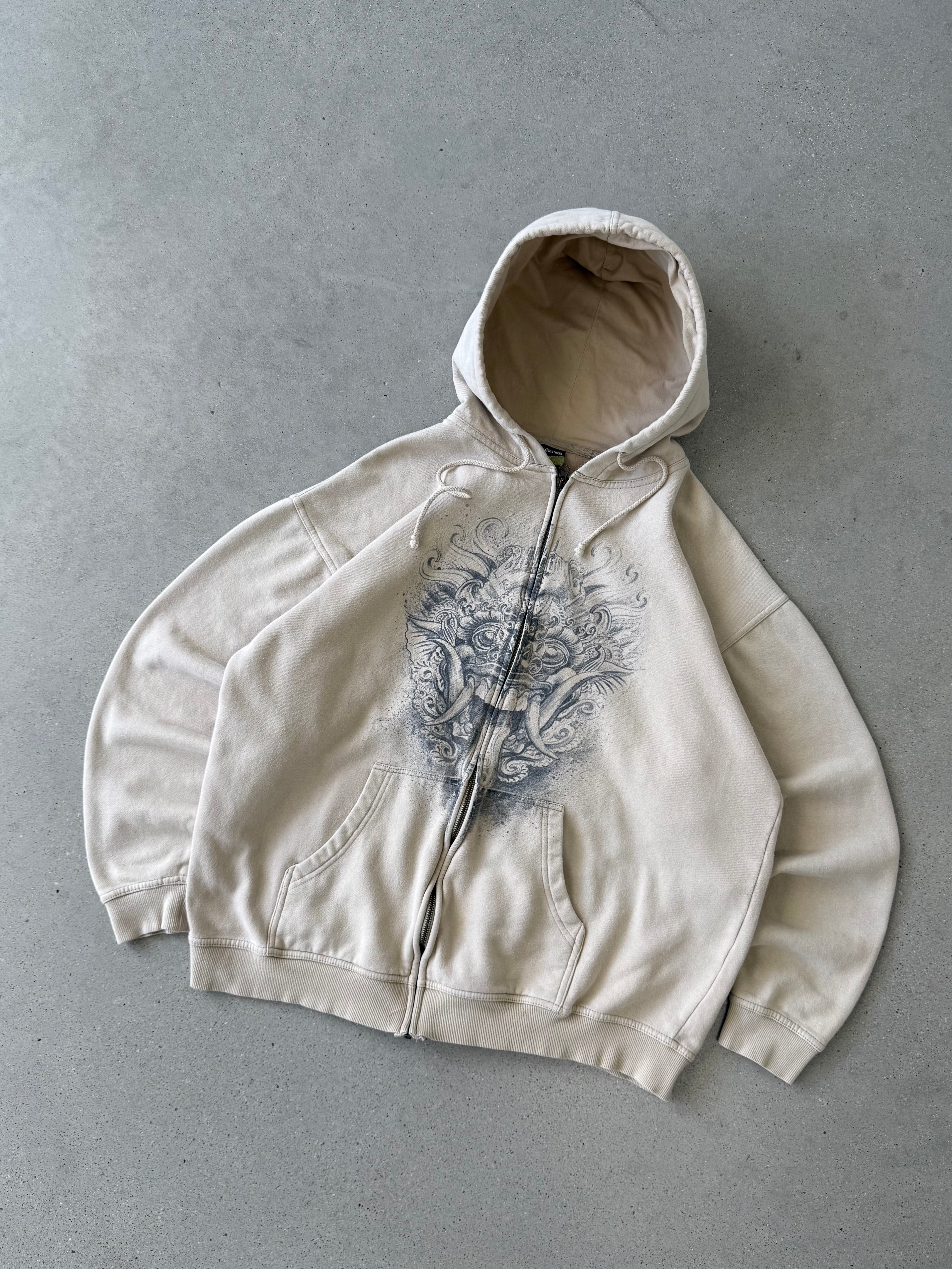 Vintage Billabong Cream Y2K Grunge Zip Up Hoodie- L