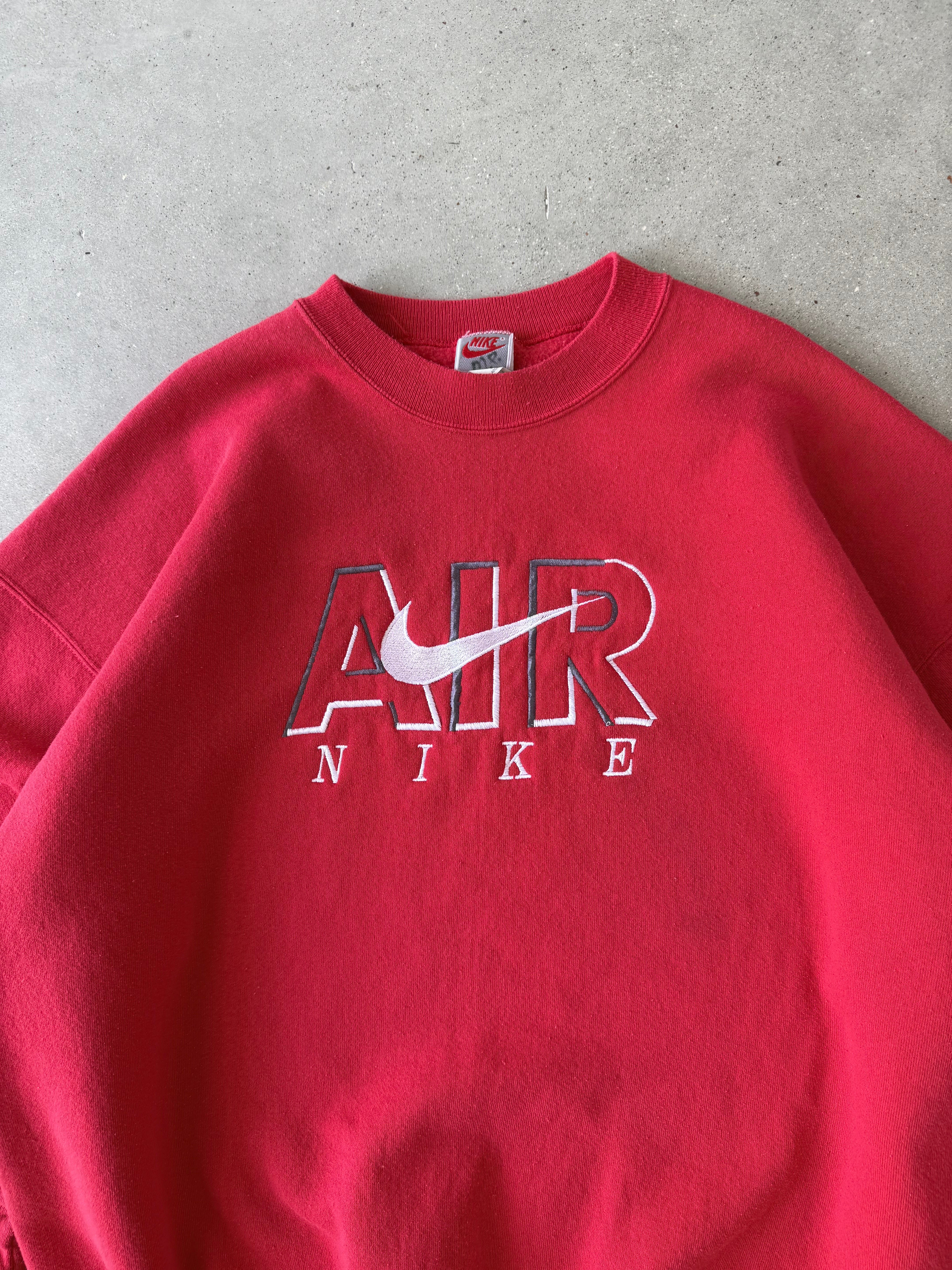 Vintage Nike Air Embroidered Red Crewneck - XXL