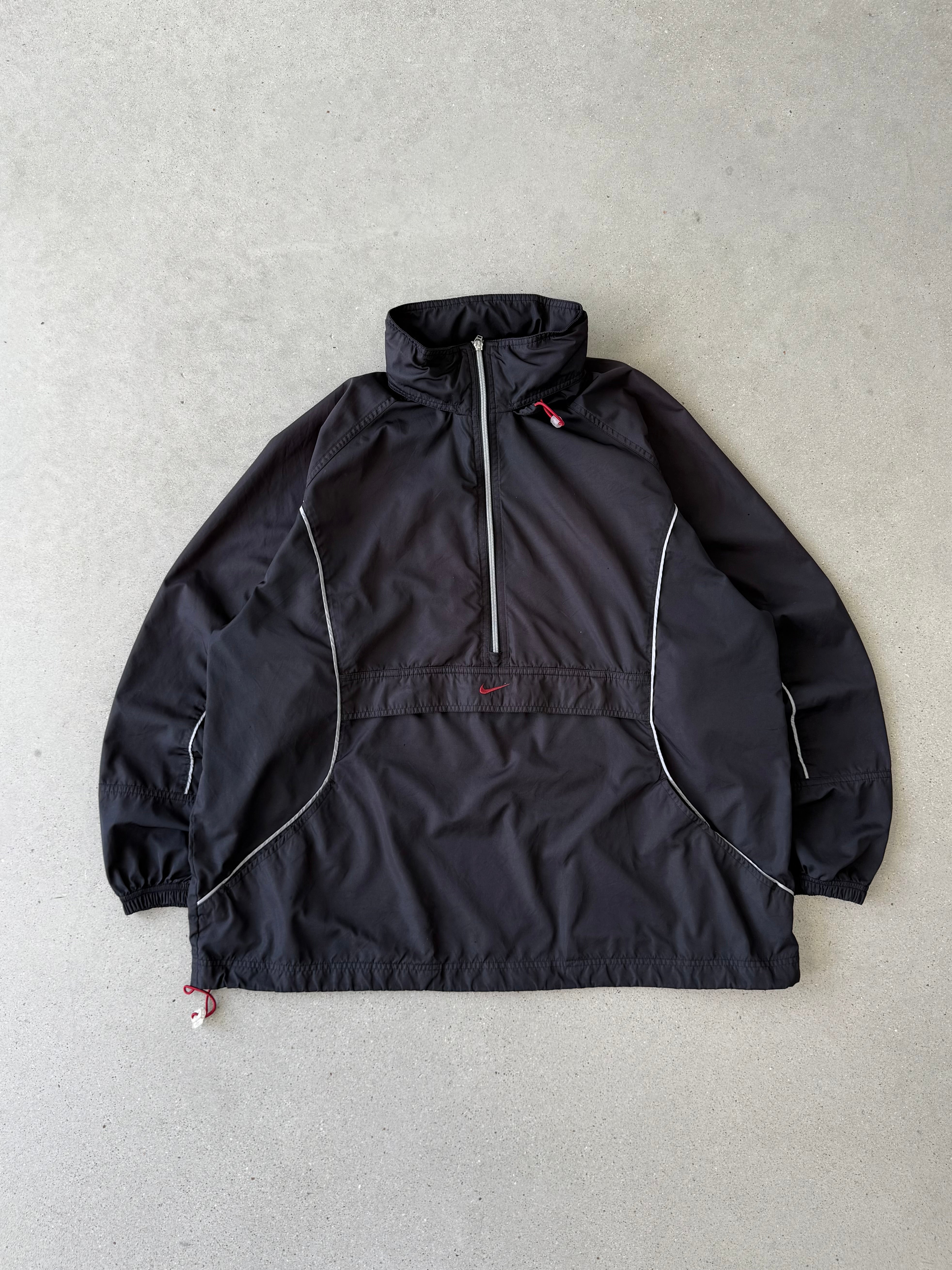 Vintage Nike Big Swoosh Black/Red Quarter-ZIp Track Jacket - XL