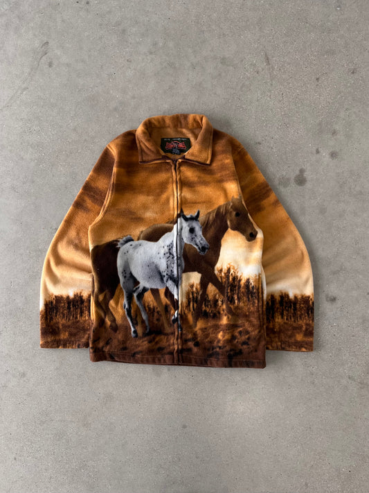 Vintage 90s Horse Fleece Jacket - M