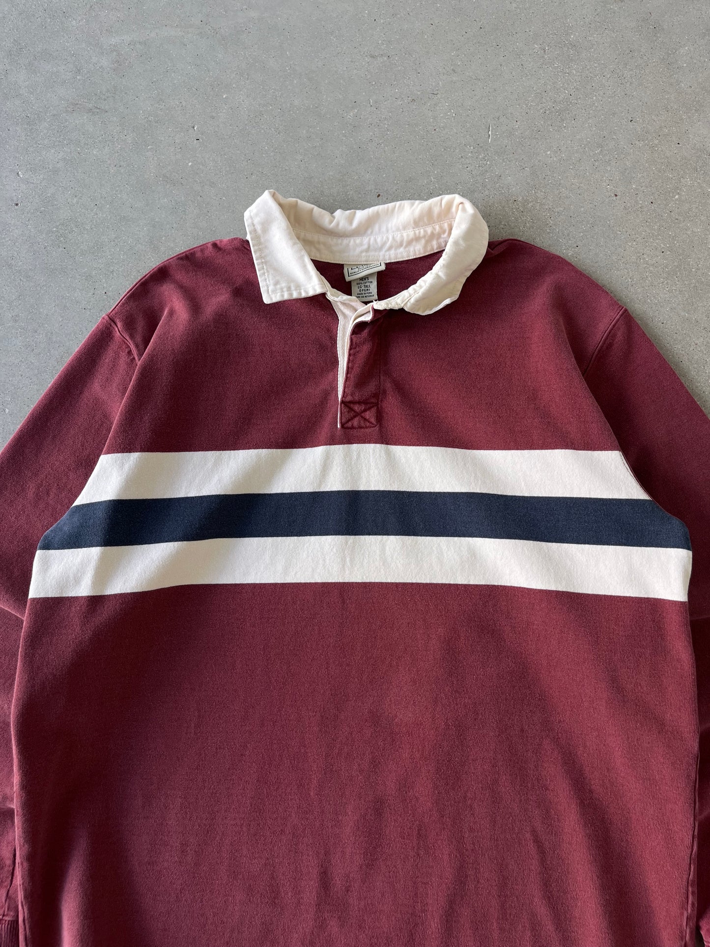 Vintage L.L Bean Red Wine Polo Long Sleeve - L