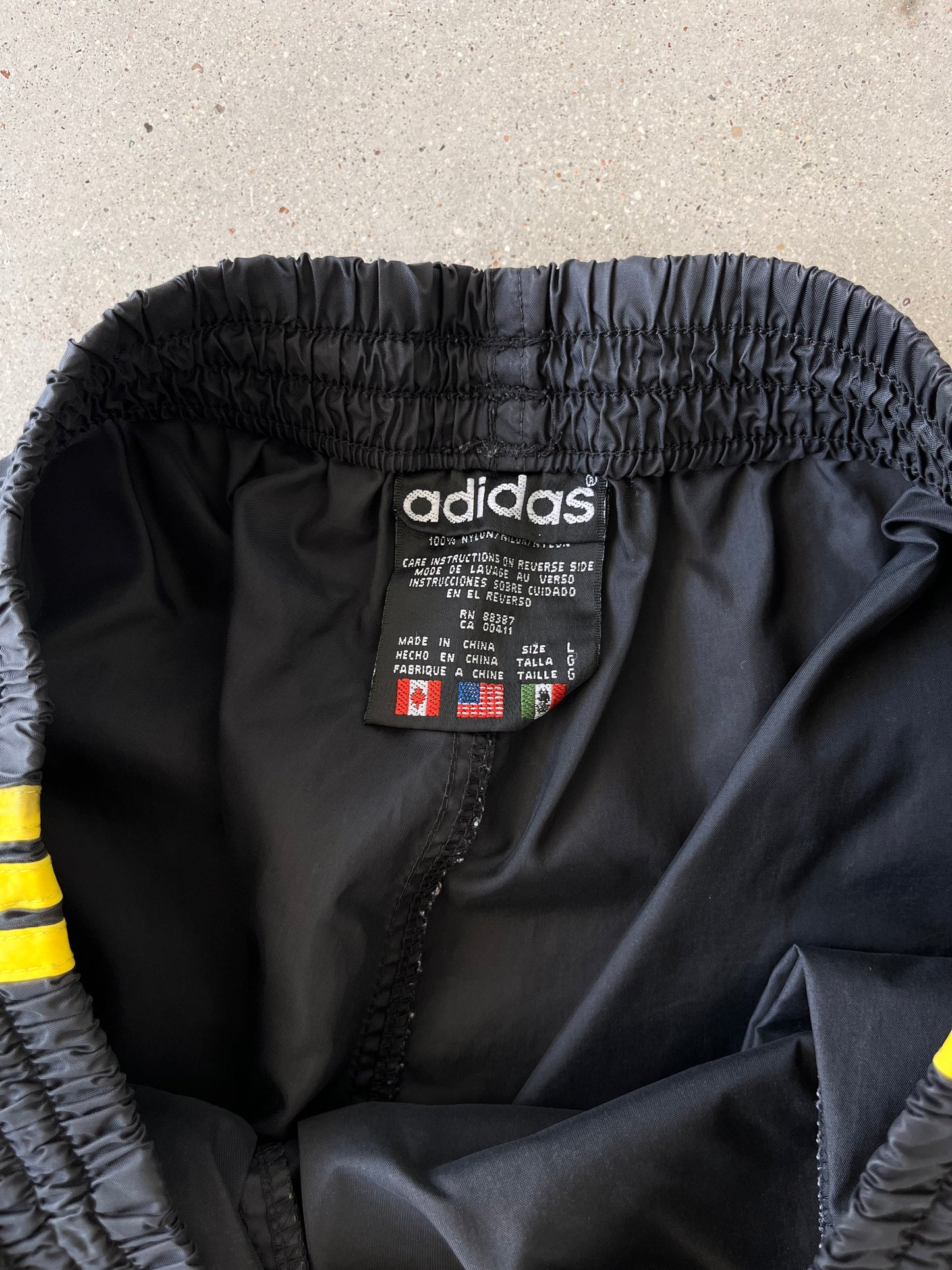 Vintage Adidas Black/Yellow Track Pants - L