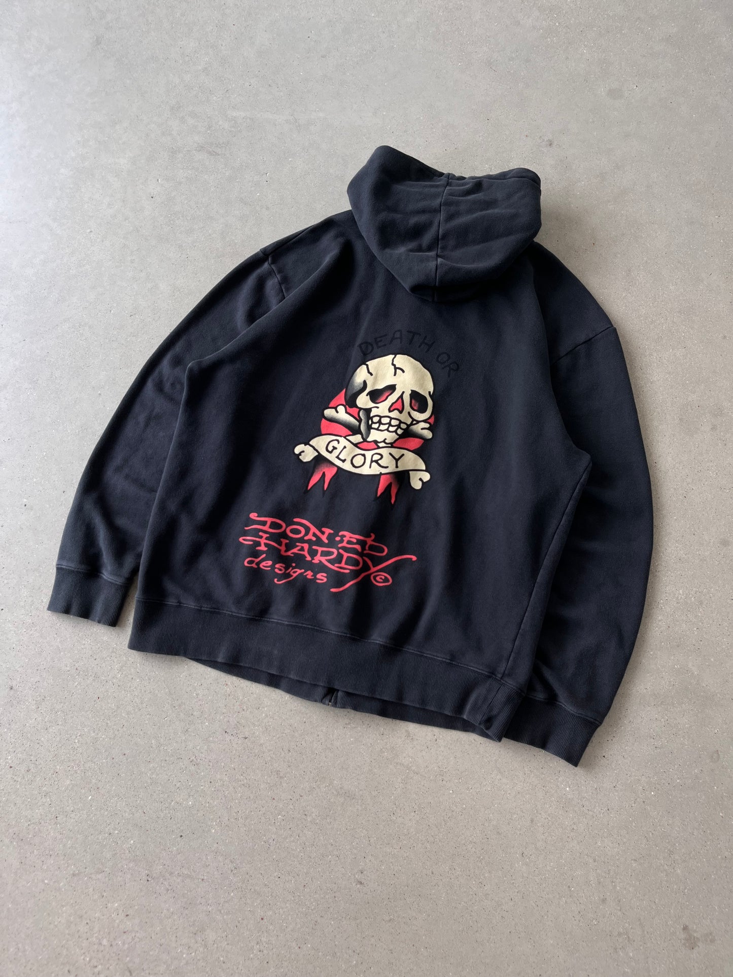 Vintage Ed-Hardy "Death or Glory" Zip-up Hoodie - XL