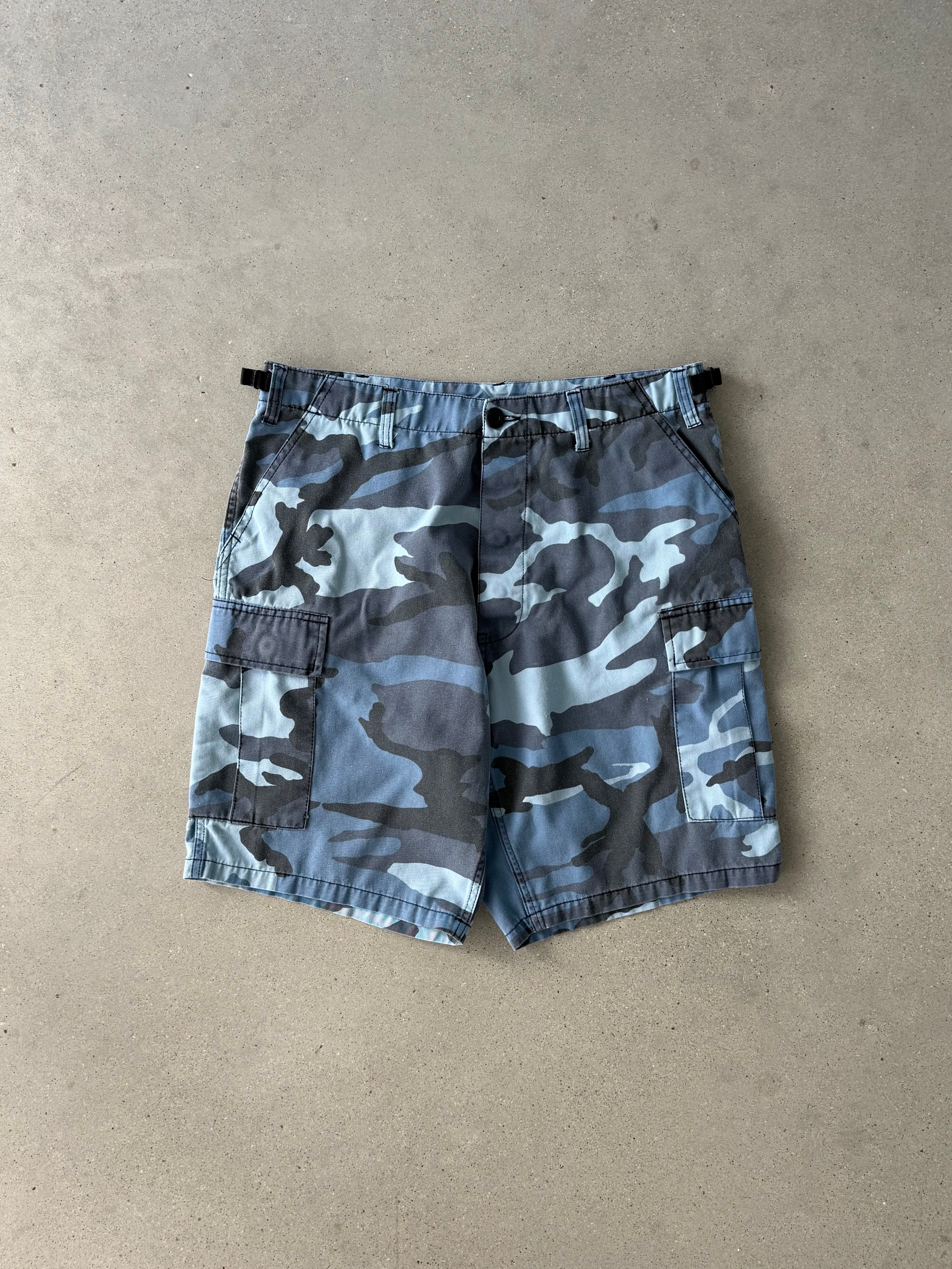 Vintage Military Blue Camo Cargo Shorts - 33