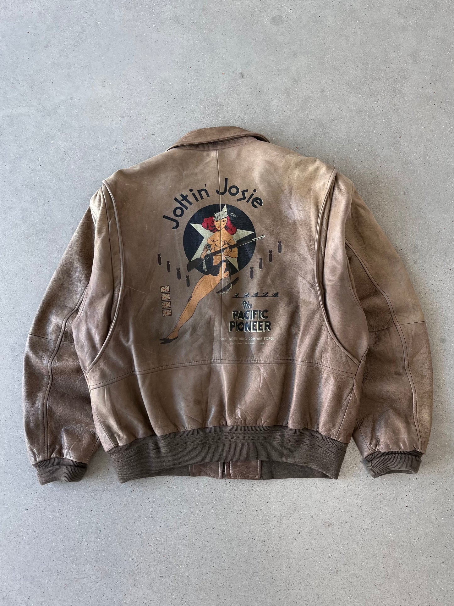 Vintage Verri Pelle 'The Pacific Pioneer' 73rd Bomb Wing Bomber Leather Jacket - L