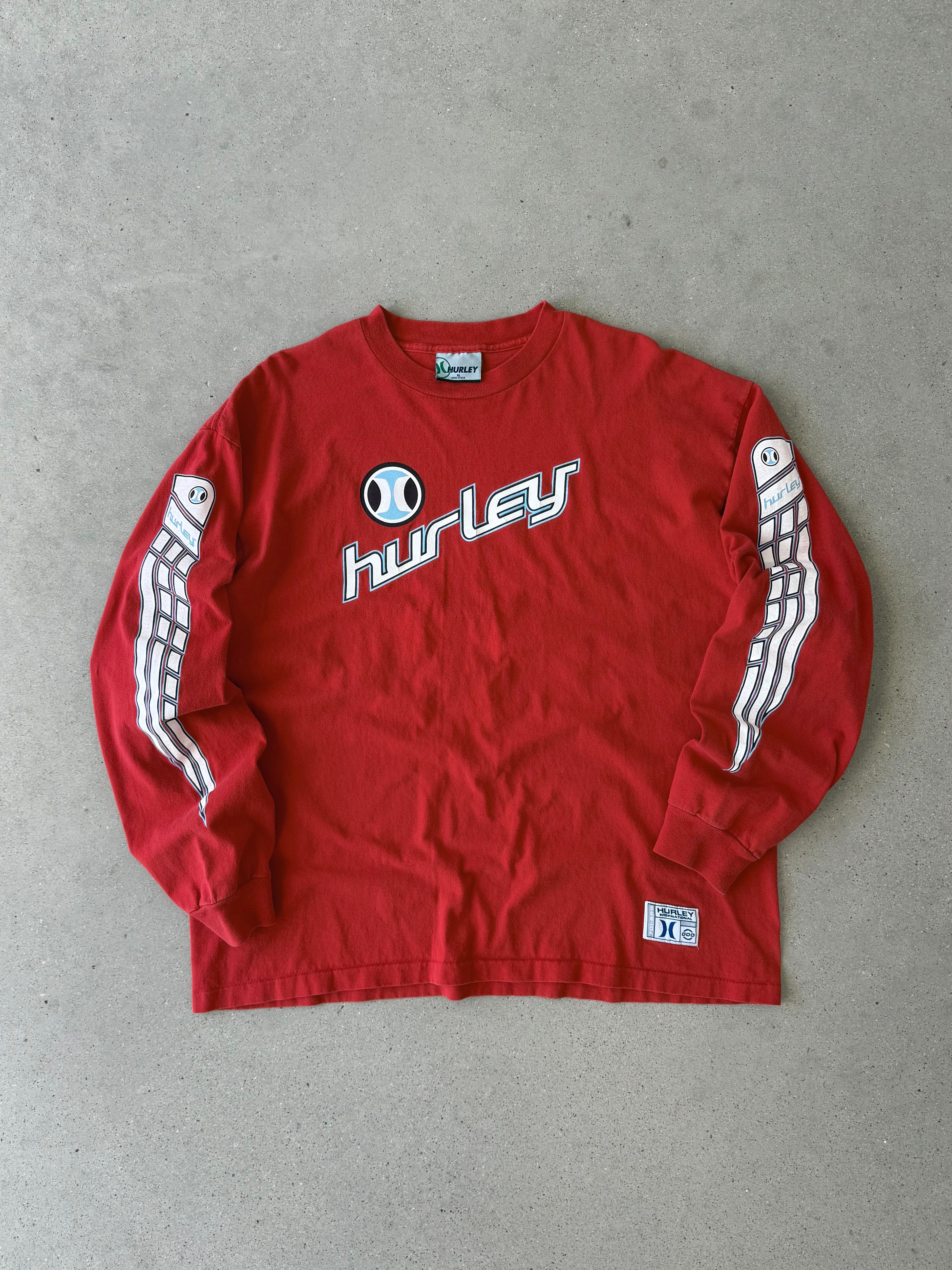 Vintage Hurley Red Spellout Long Sleeve- XL