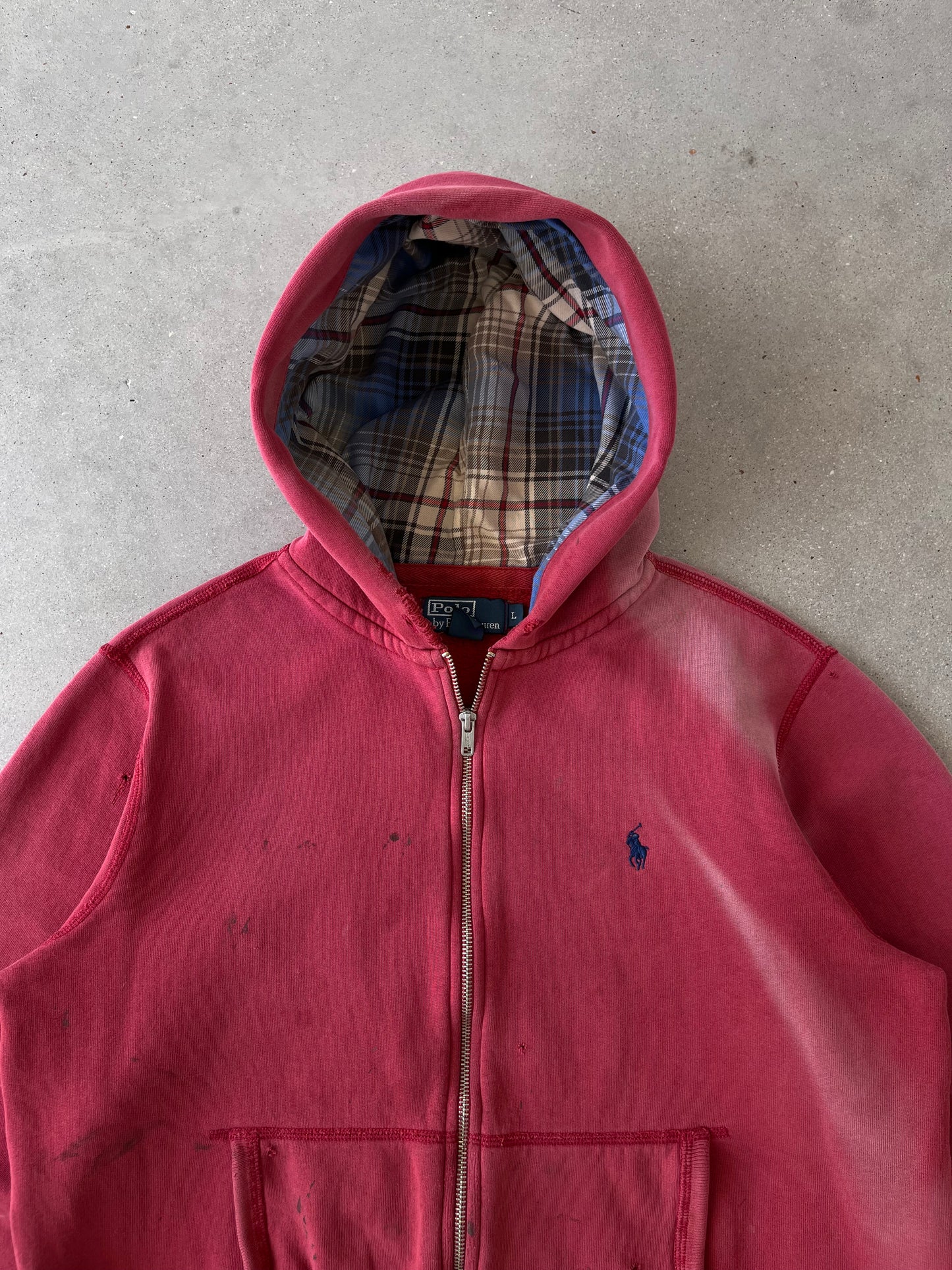 Vintage Polo Ralph Lauren Distressed Zip-up Hoodie - L