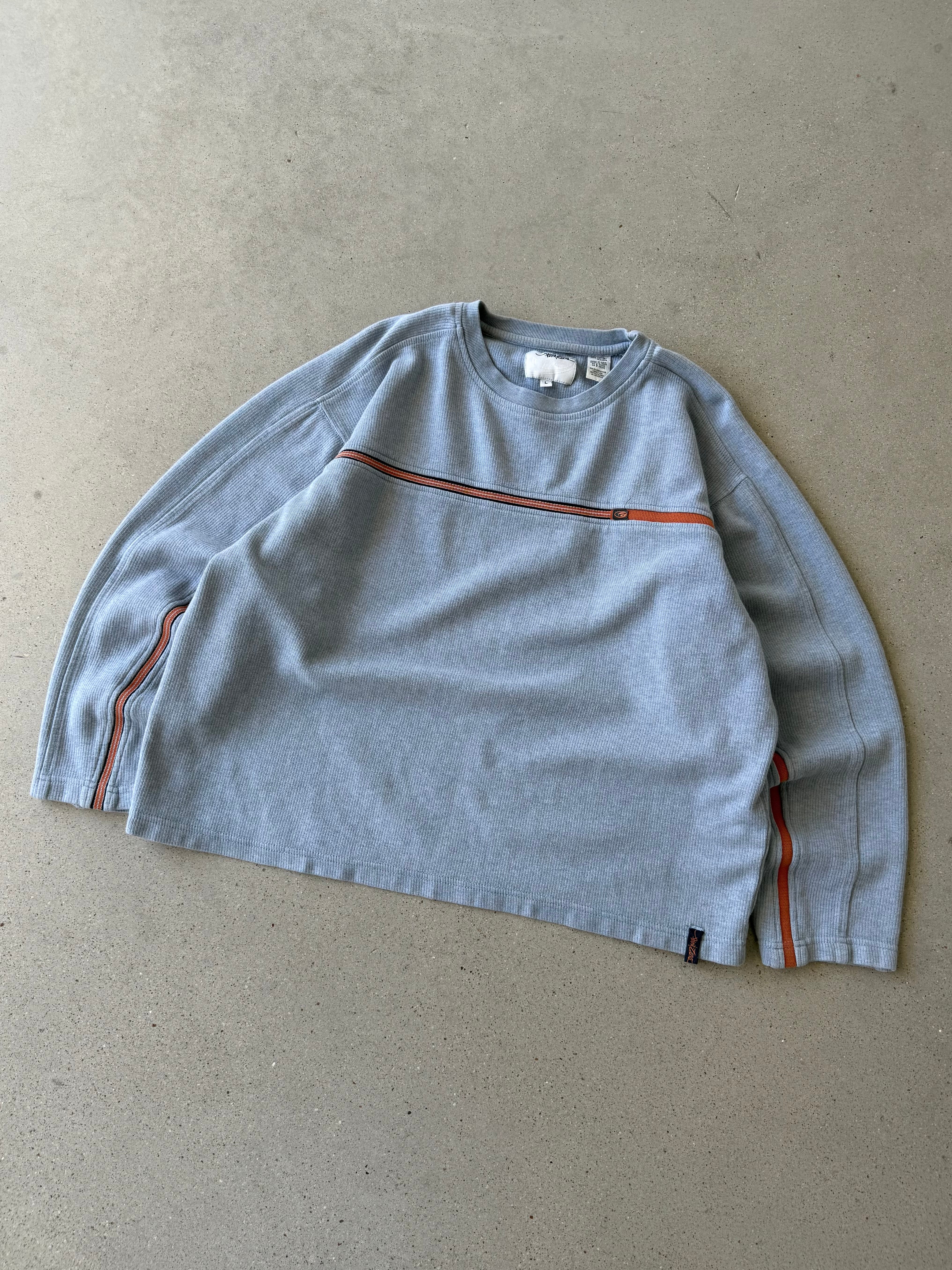 Vintage Point Zero Blue Striped Boxy Sweater - L