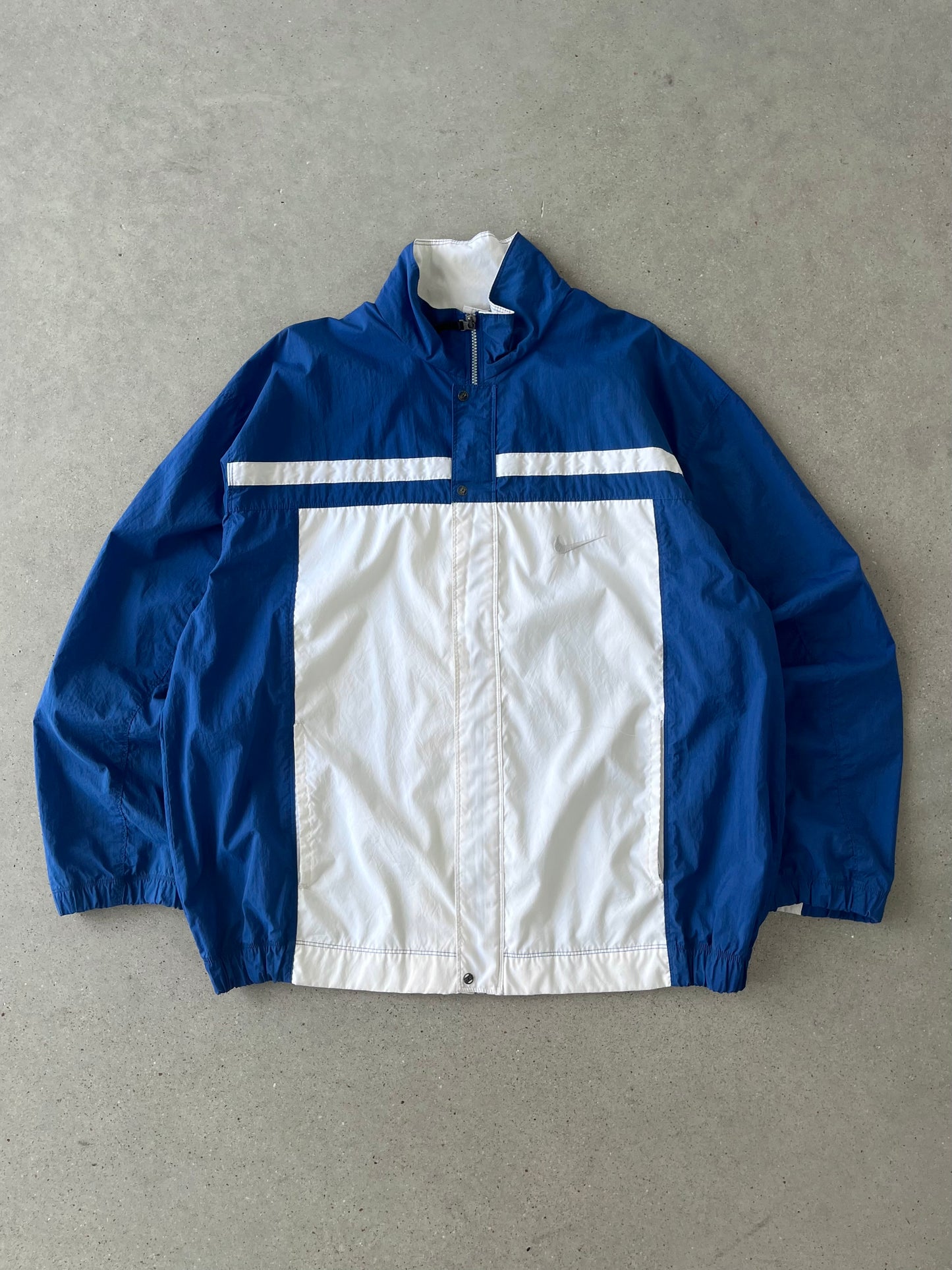 Vintage 90s Nike Big Swoosh Blue Track Jacket - XL