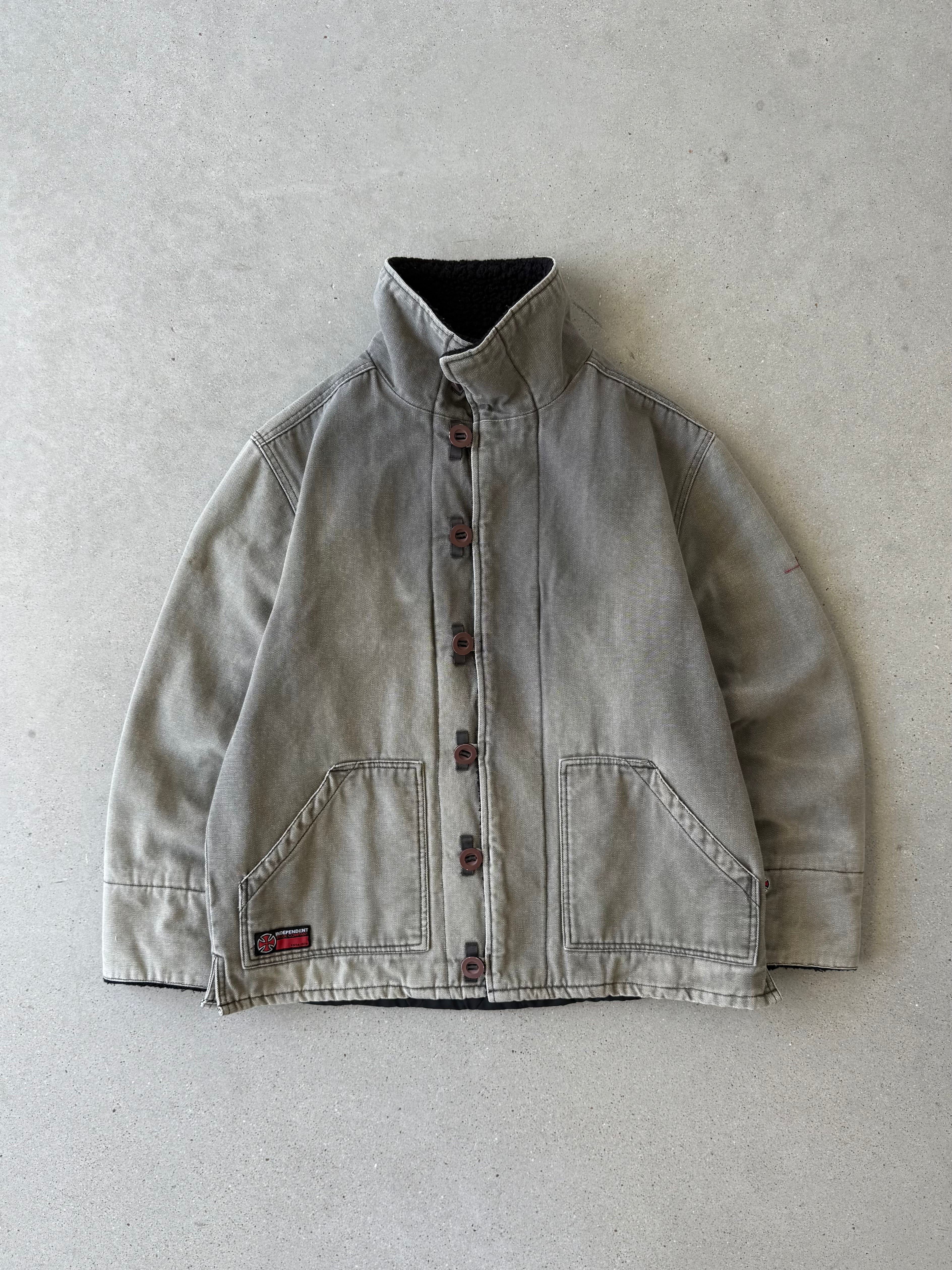 Vintage INDEPENDENT TRUCKS Concrete Sherpa-lined Chore Coat - L