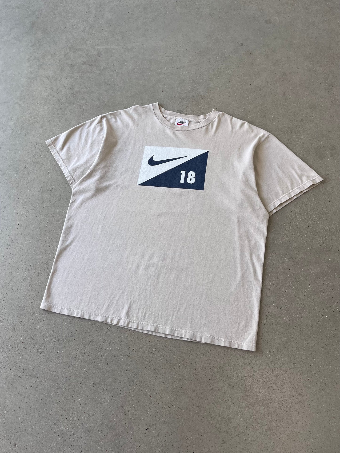 Vintage 90s Nike Swoosh 18 Creme Tee - L