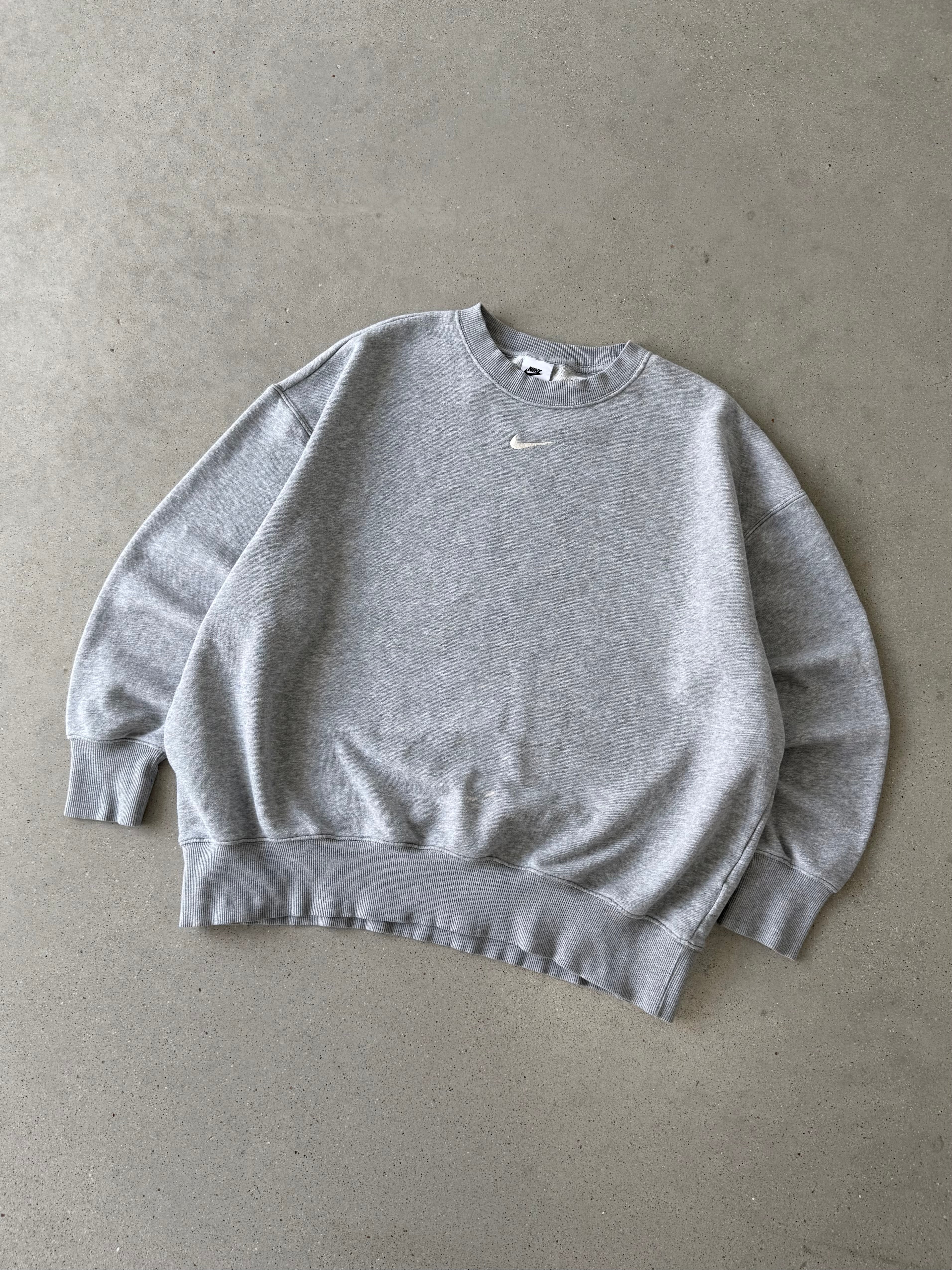 Vintage Nike Gray Center Swoosh Crewneck - L