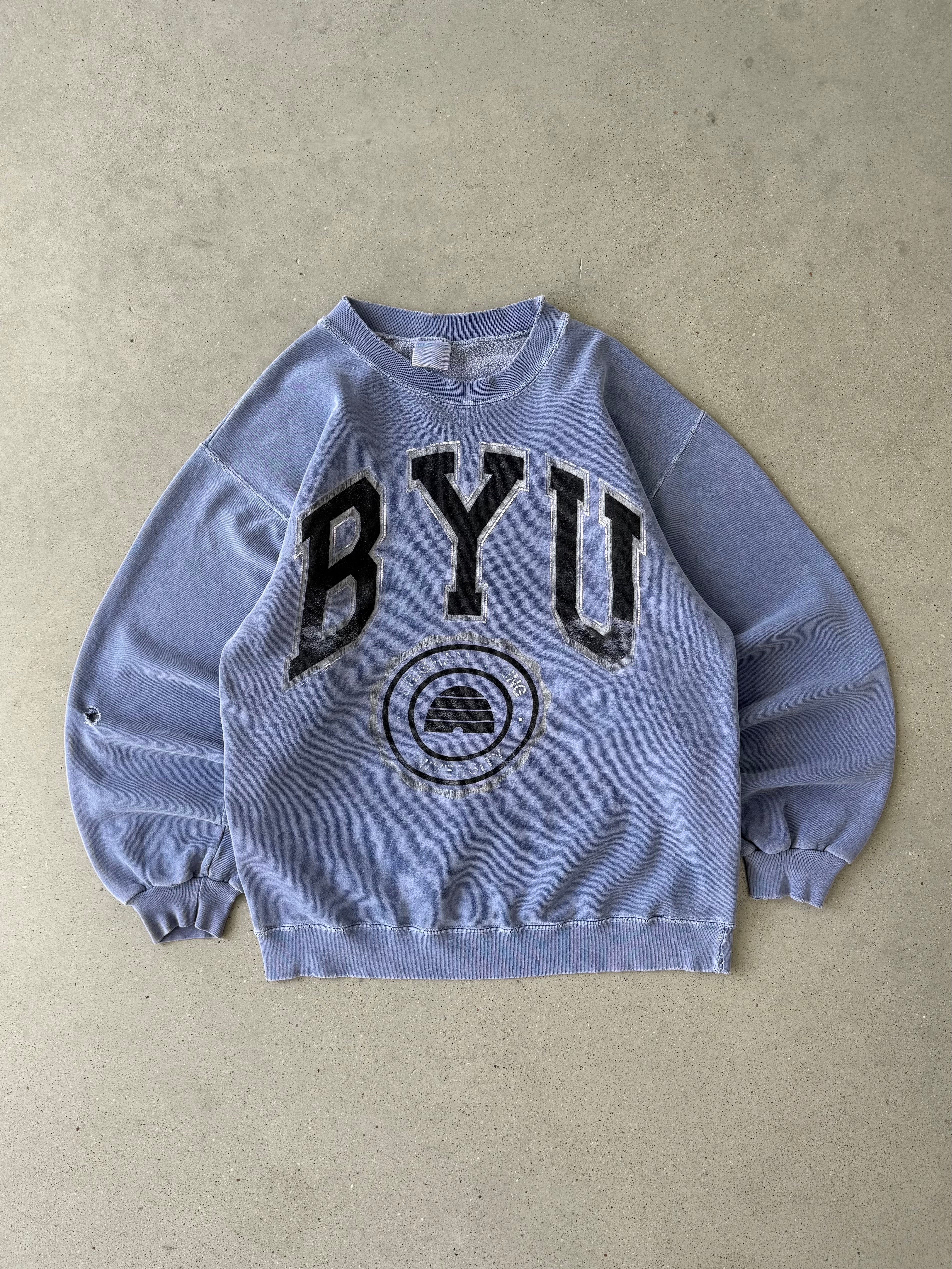 Vintage Brigham Young University Distressed Crewneck - L