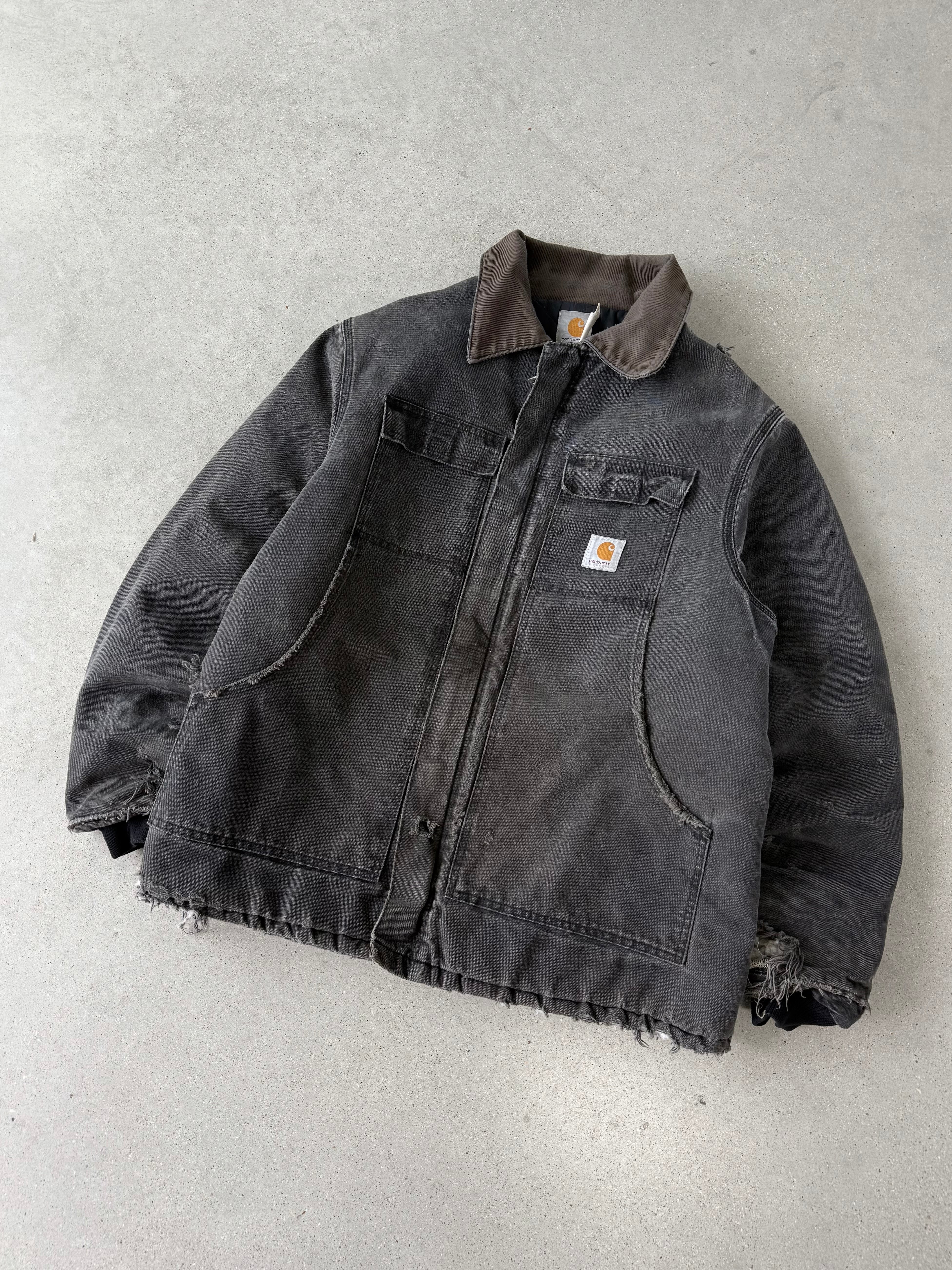 Vintage Carhartt Distressed Black Chore Coat - L